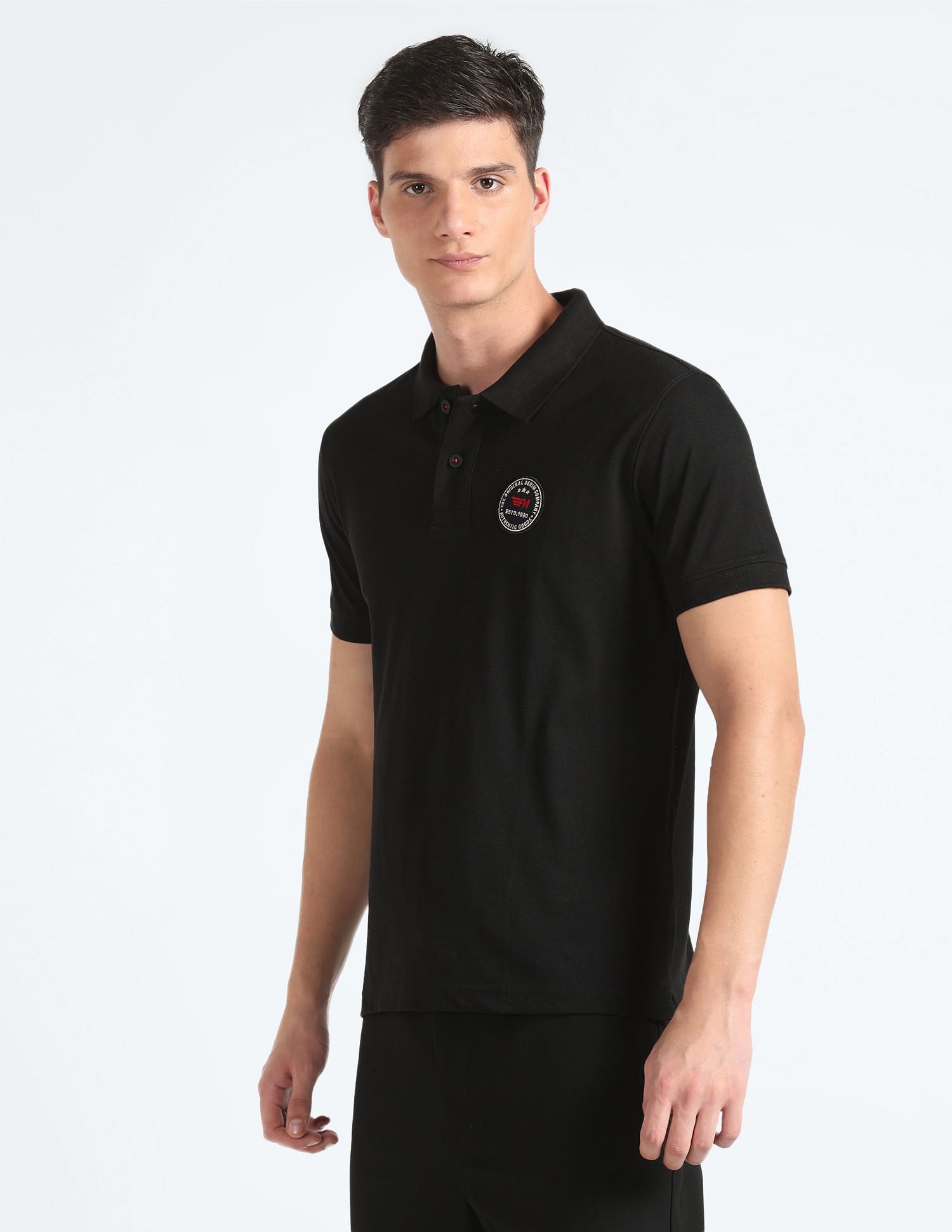 Flying Machine Logo Applique Pique Polo Shirt