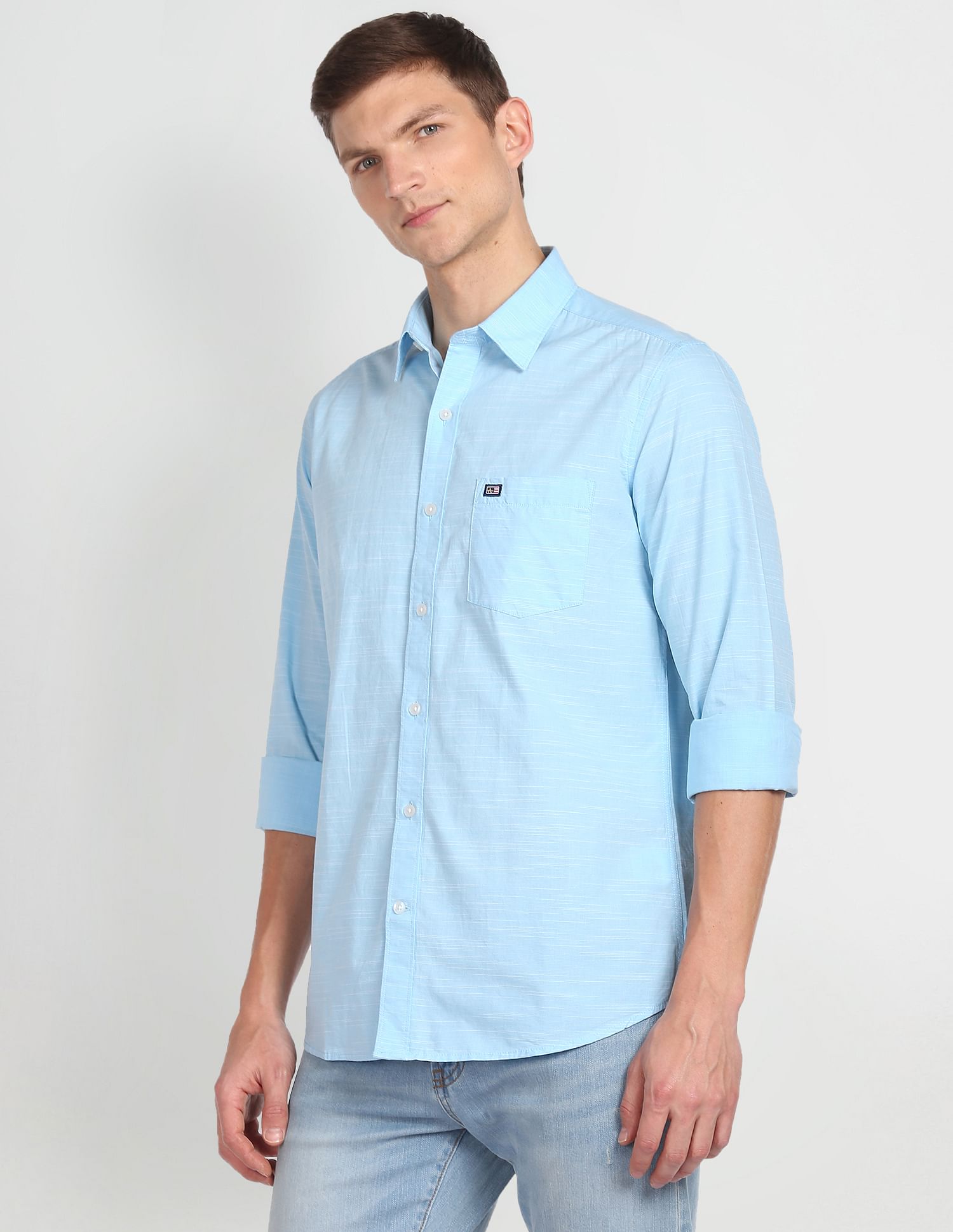 Arrow Sports Horizontal Stripe Slim Fit Shirt