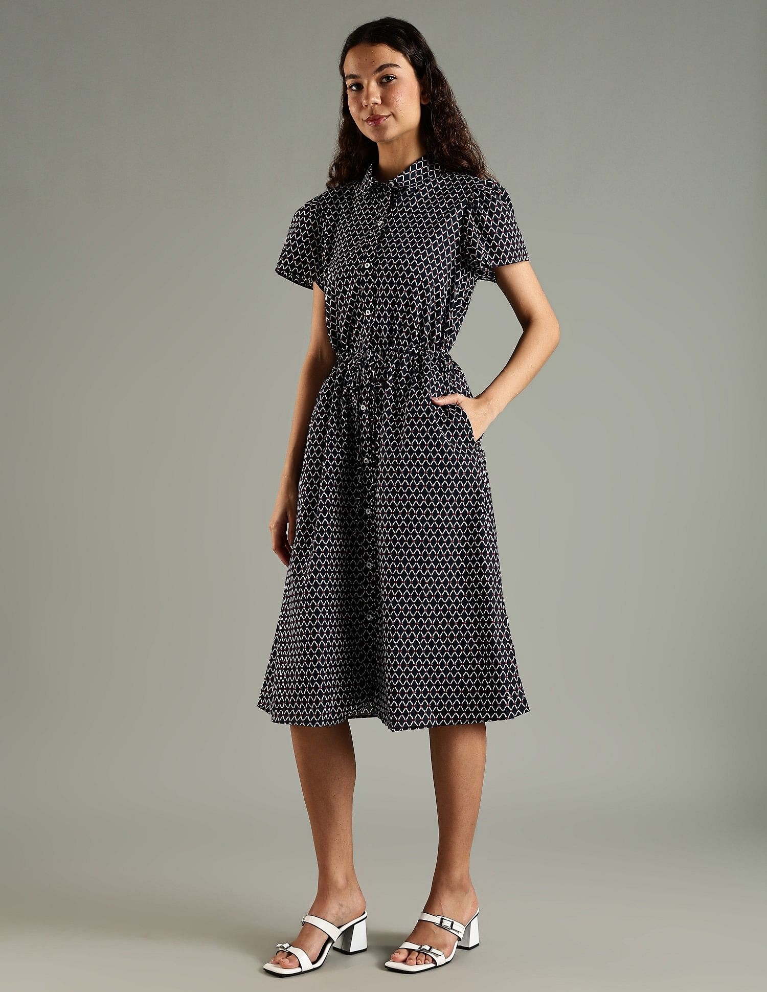 Tommy Hilfiger Cotton Spread Collar Shirt Dress