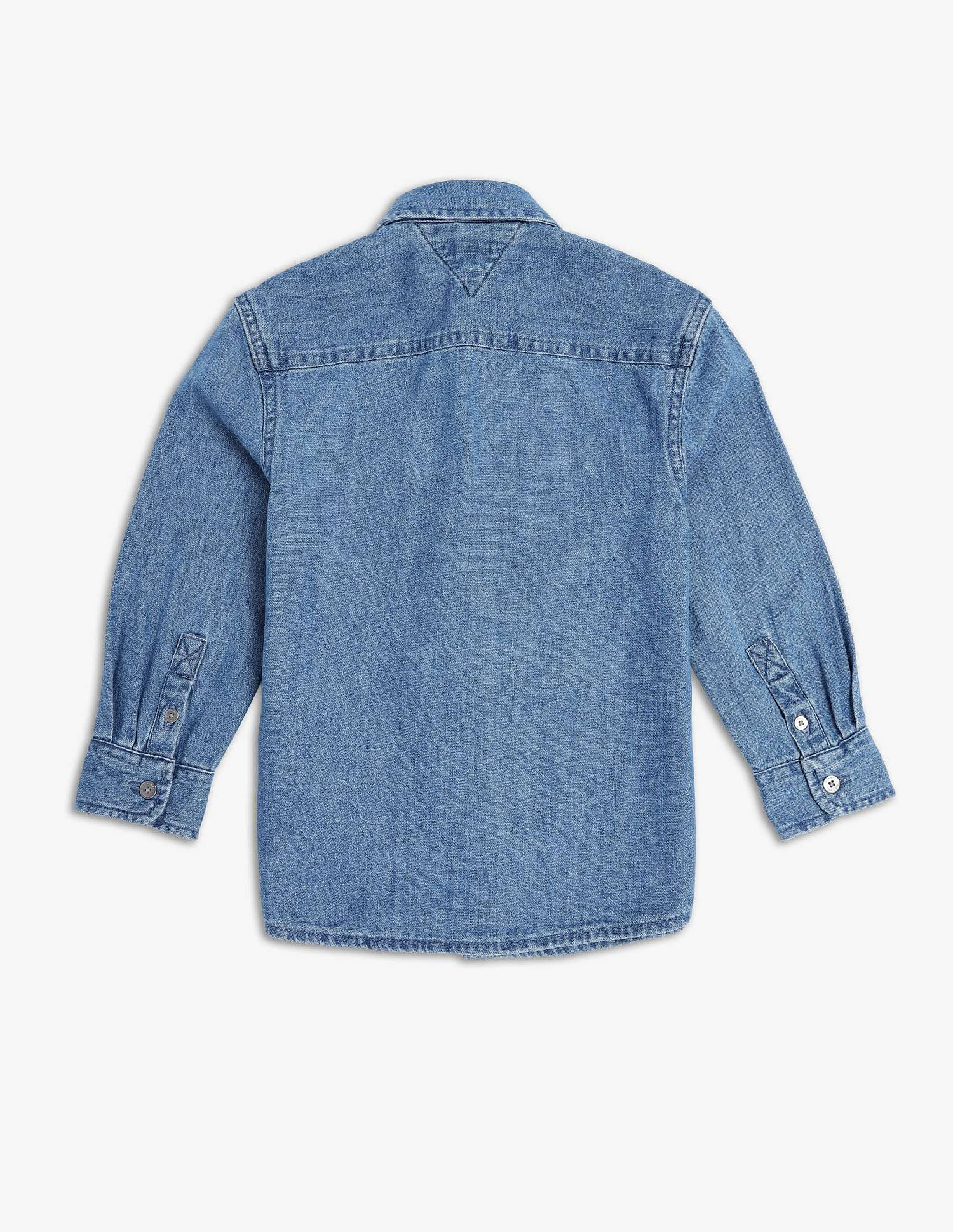Tommy Hilfiger Kids Boys Solid Regular Fit Twill Woven Shirt