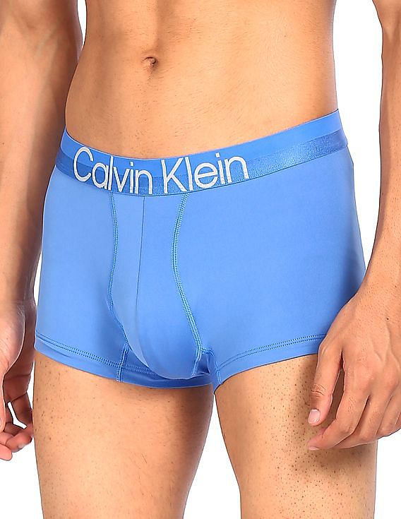 Buy Calvin Klein Underwear Men Blue Elasticized Waist Solid Trunks 