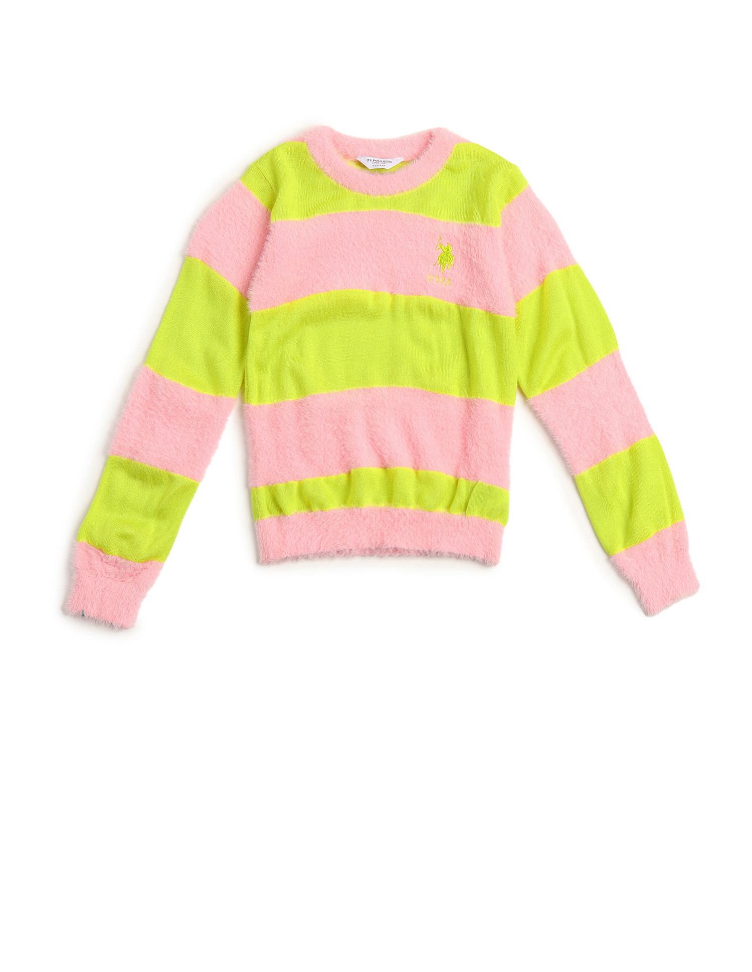 U.S. Polo Assn. Kids Girls Horizontal Stripe Sweater