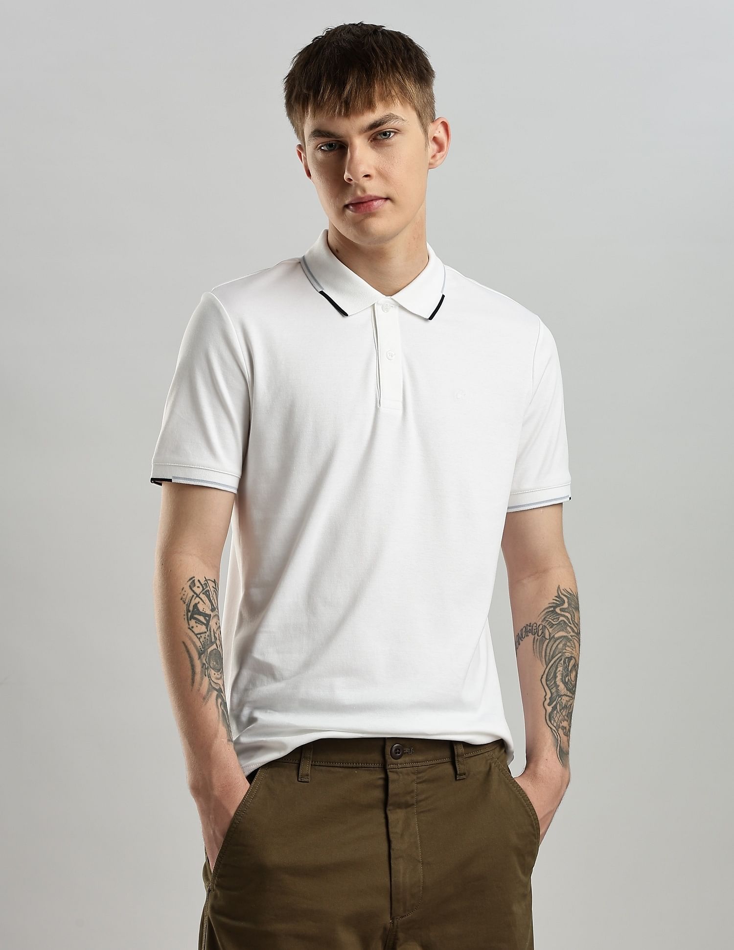 Calvin Klein Jeans Solid Slim Fit Cotton Polo Shirt