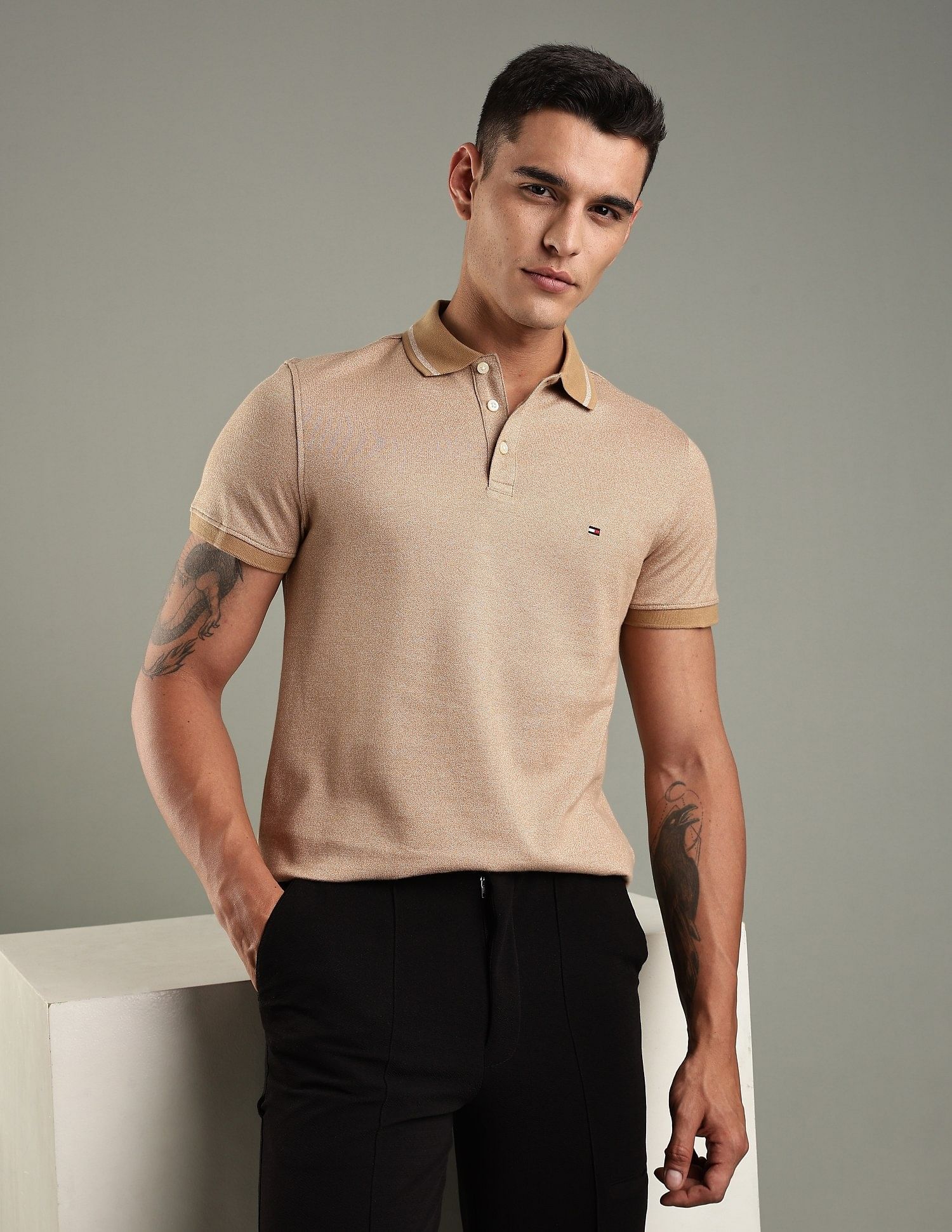 Tommy Hilfiger Solid Regular-Fit Cotton Polo Shirt