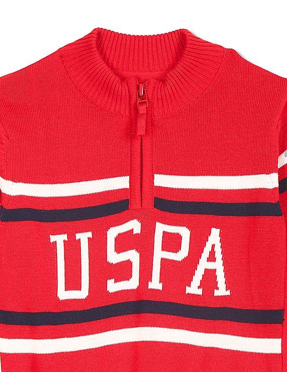 U.S. Polo Assn. Kids High Neck Brand Print Sweater
