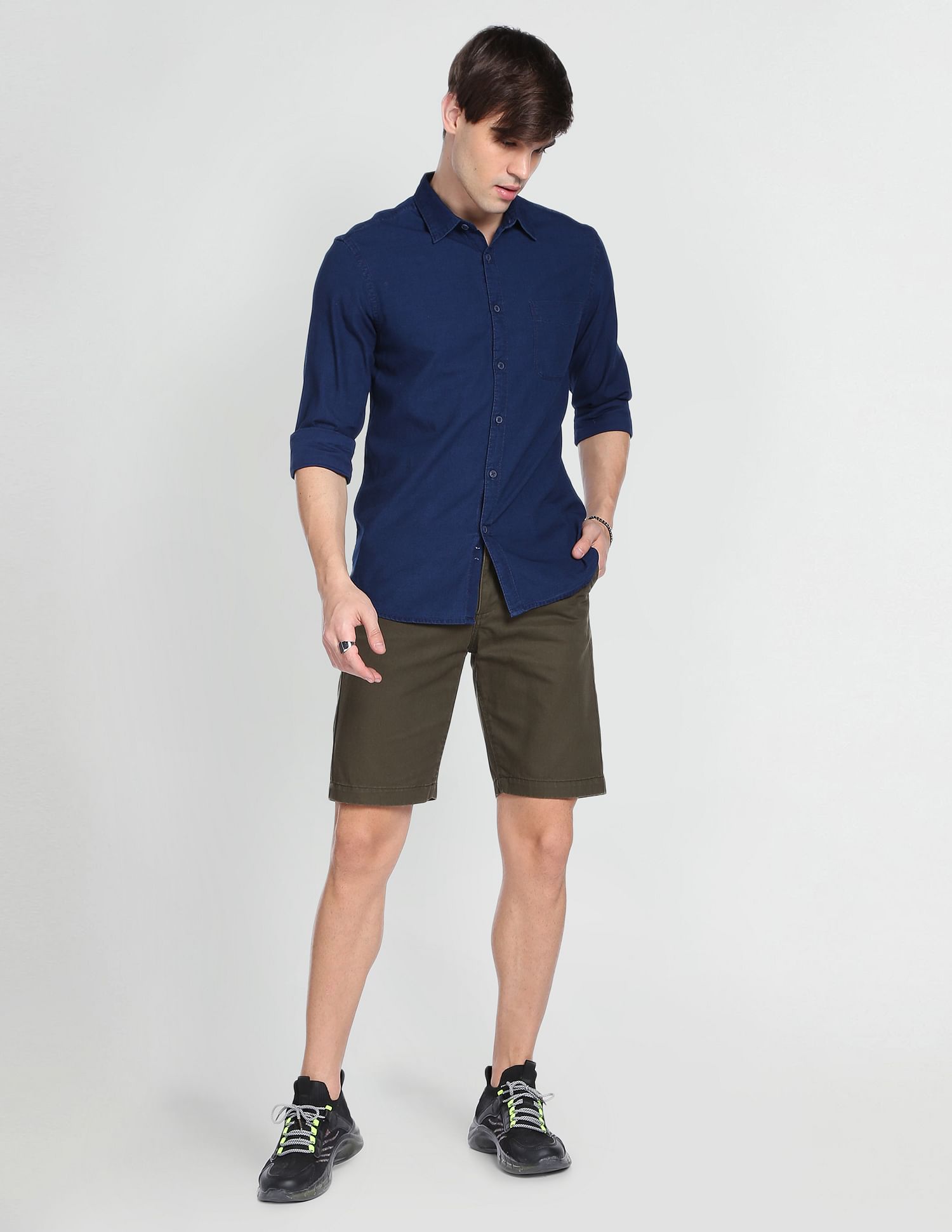 Flying Machine Twill Washed Shirt