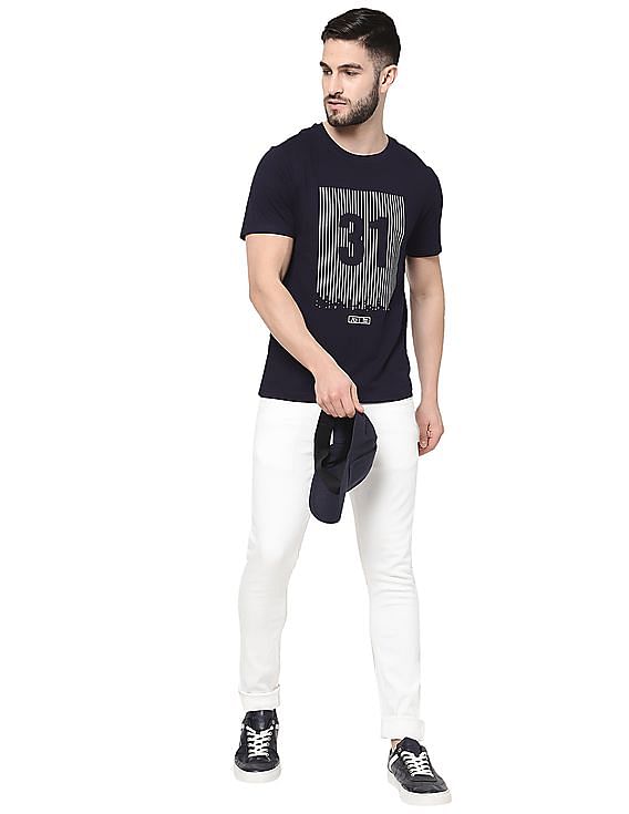 AD by Arvind Crew Neck Graphic Print T-Shirt