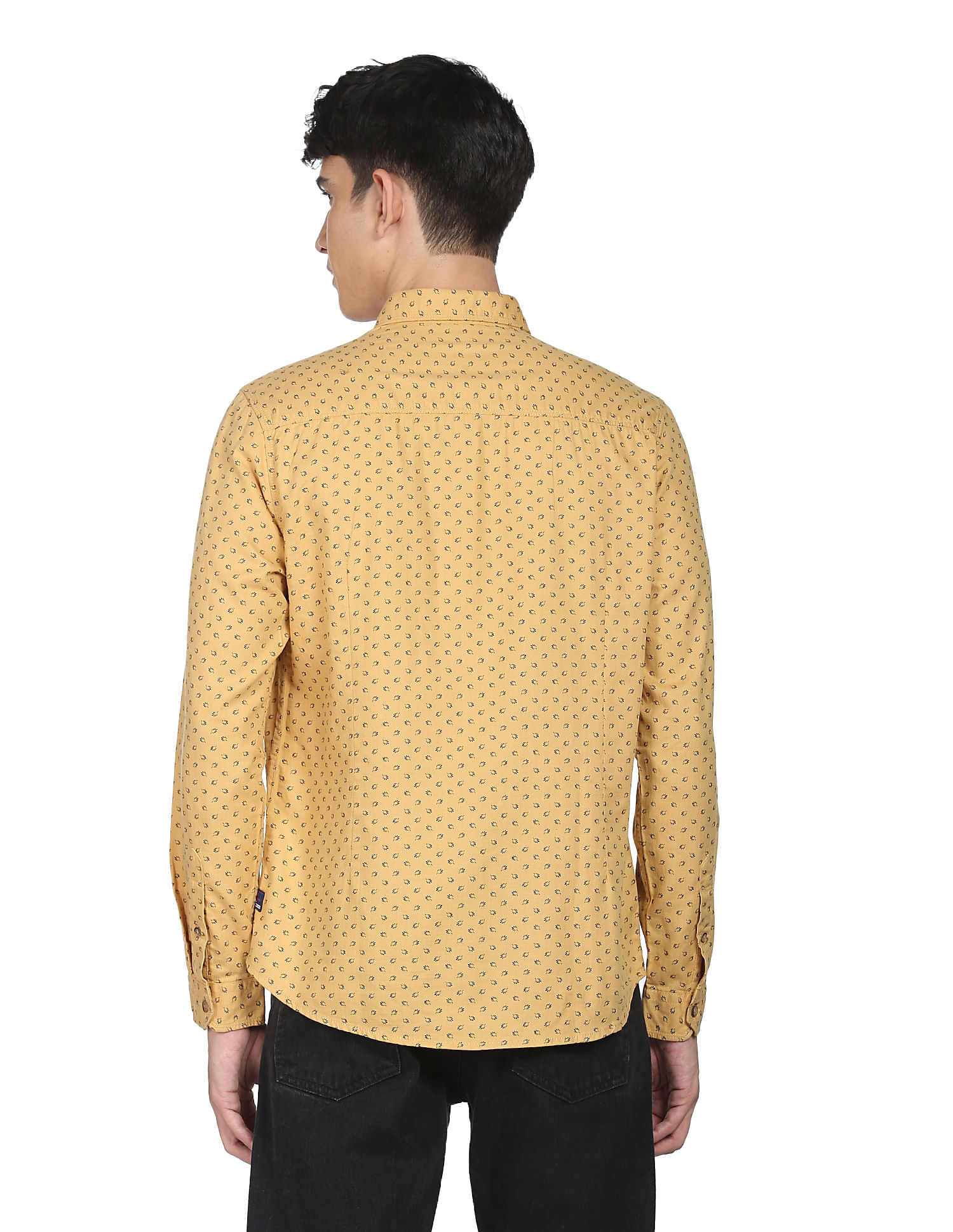 Flying Machine Herringbone Weave Geometric Print Shirt