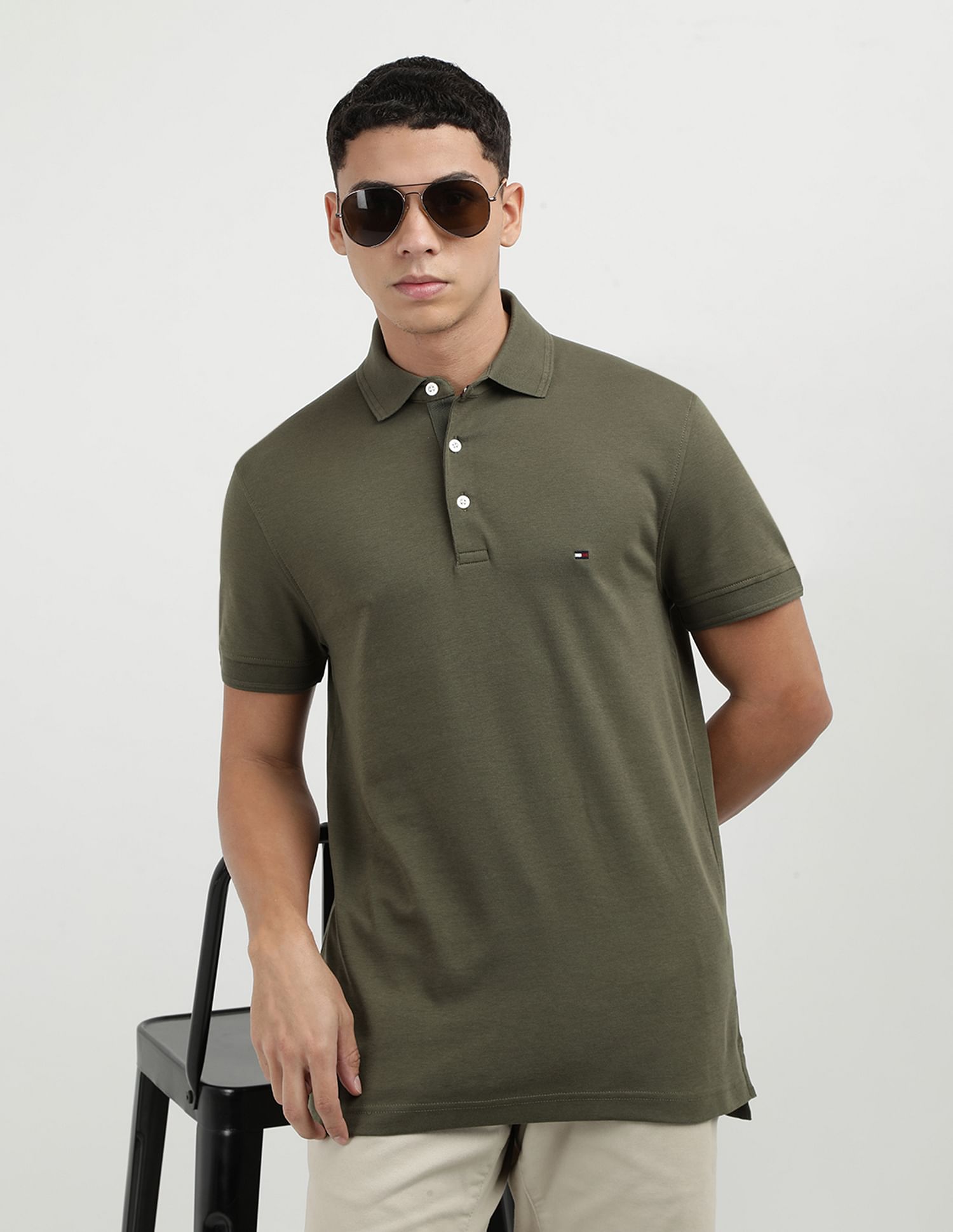 Tommy Hilfiger Solid Logo Slim Fit Polo Shirt