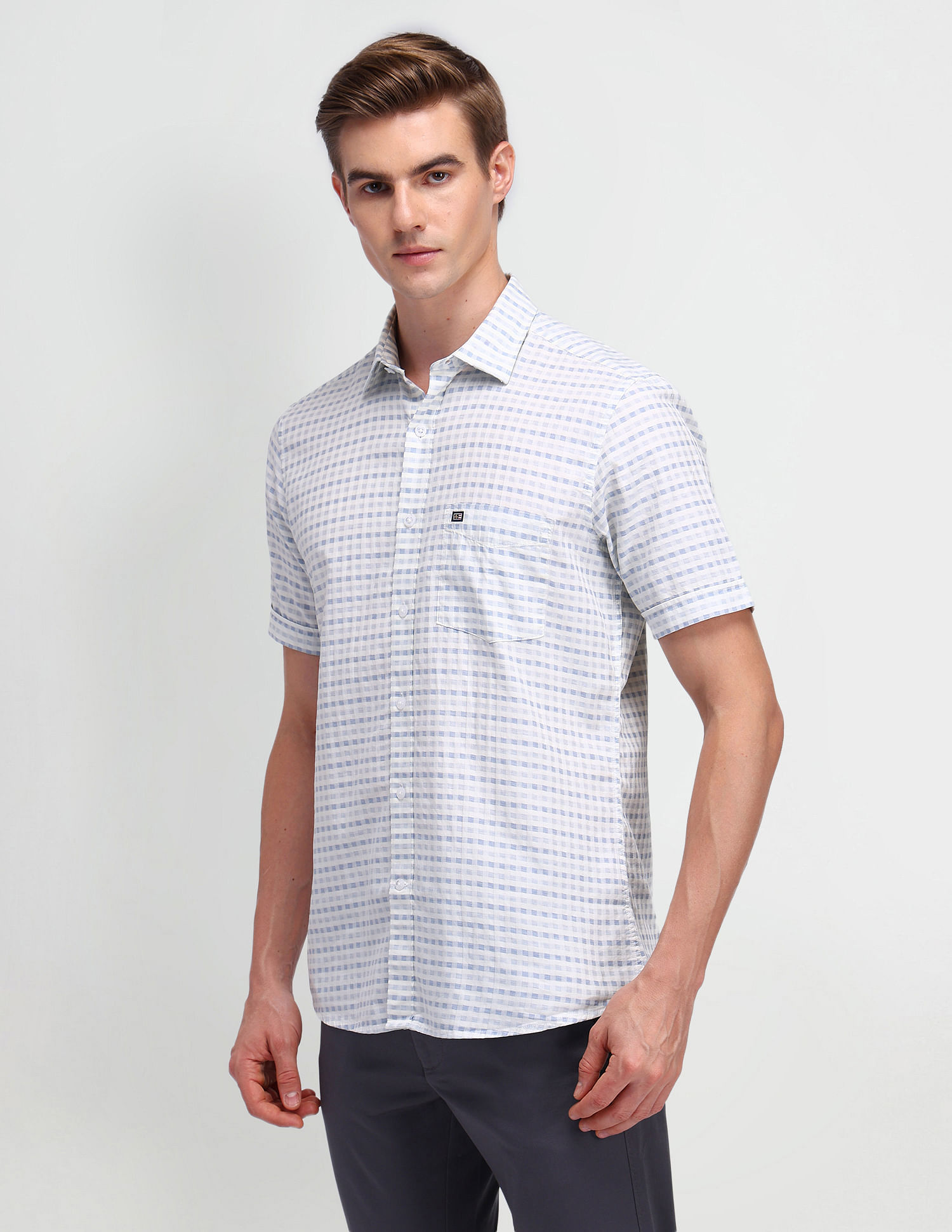 Arrow Sport Micro Checked Cotton Shirt