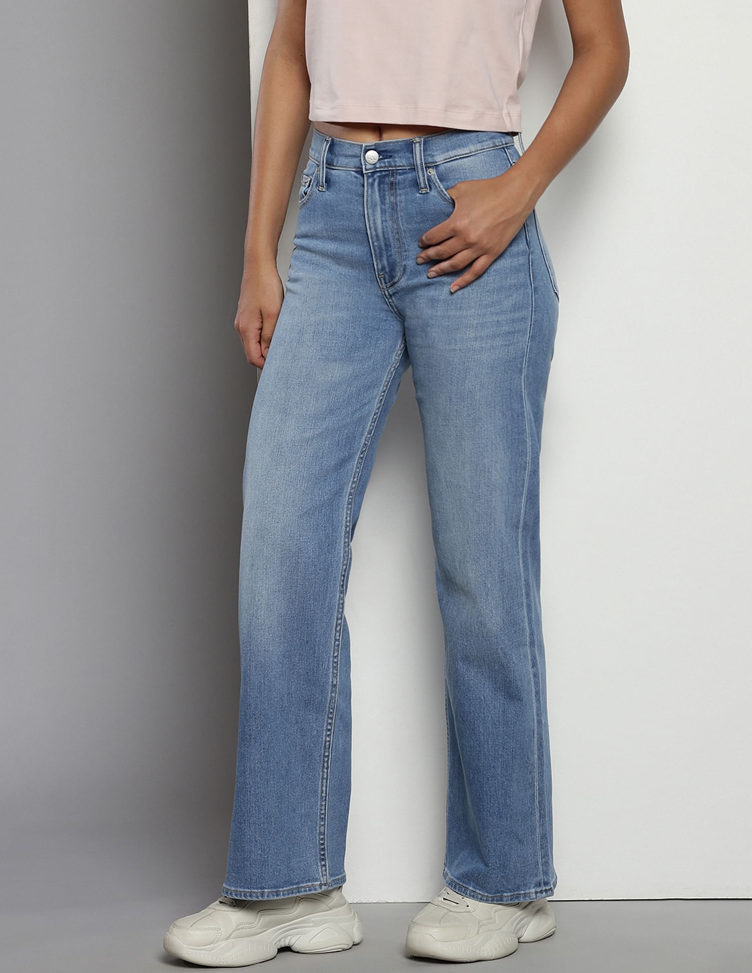 Calvin Klein High Rise Wide Leg Fit Jeans