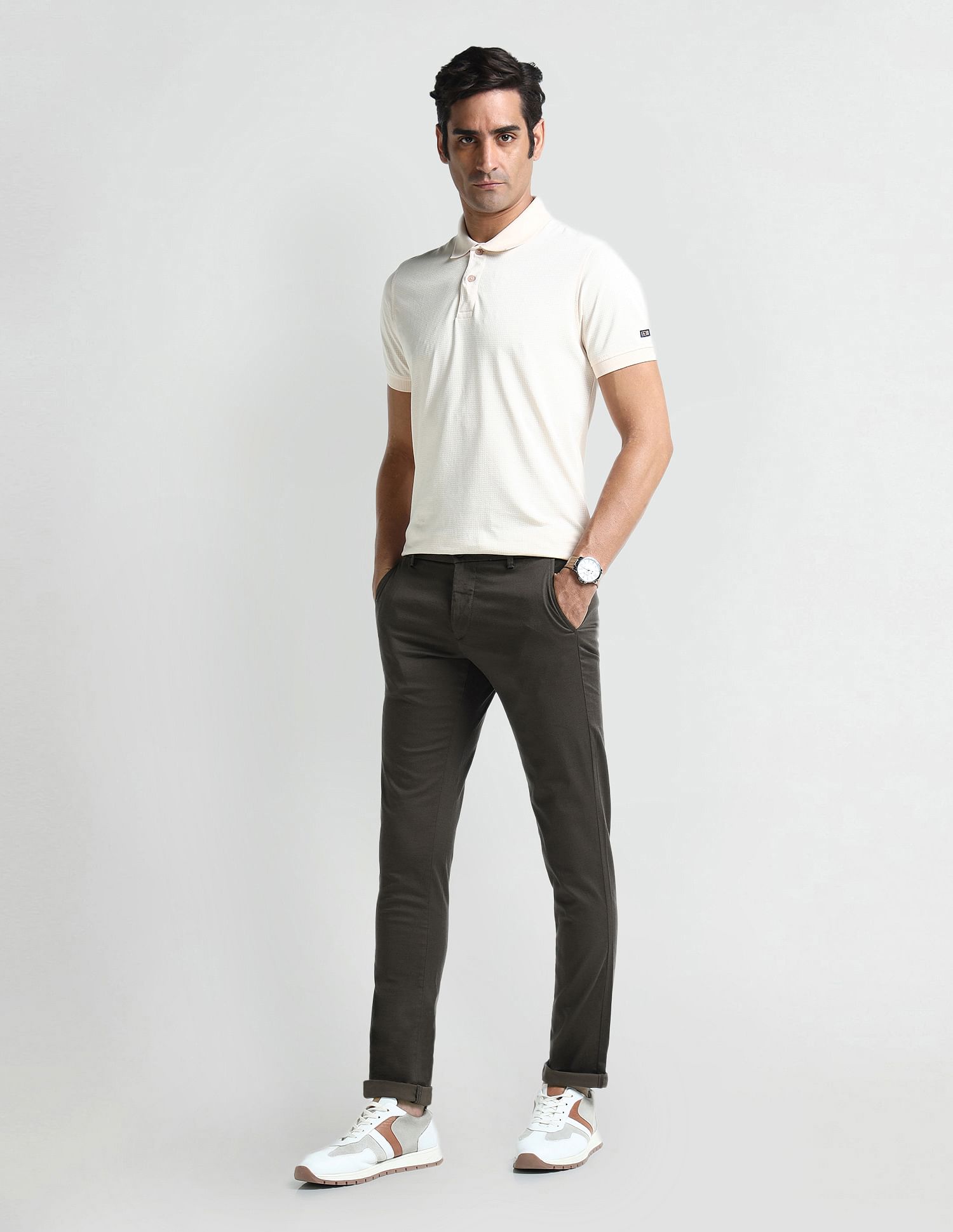 Arrow Sport Slim Fit Geometric Patterned Trousers
