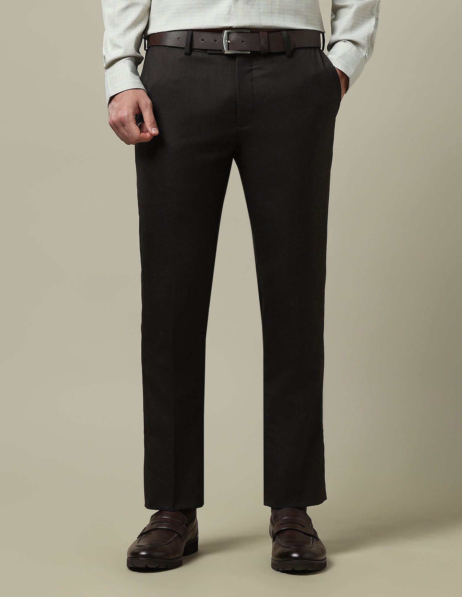 Arrow Mid Rise Solid Trousers