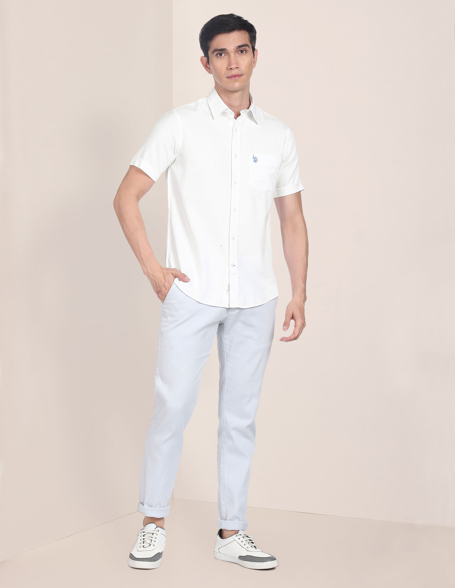 Buy Off White Solid Flatknit Polo Online at Muftijeans