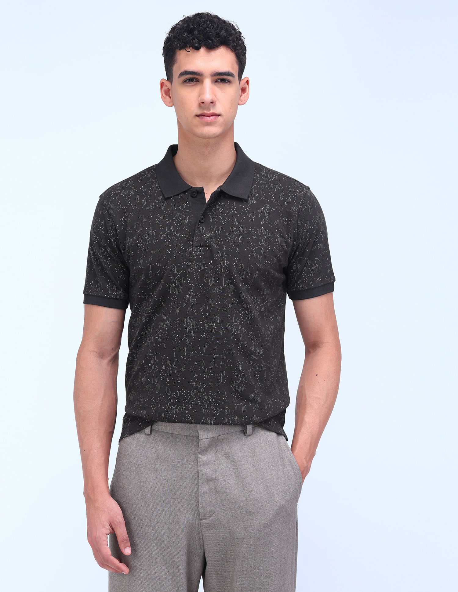 Flying Machine Cotton All-over Print Polo Shirt