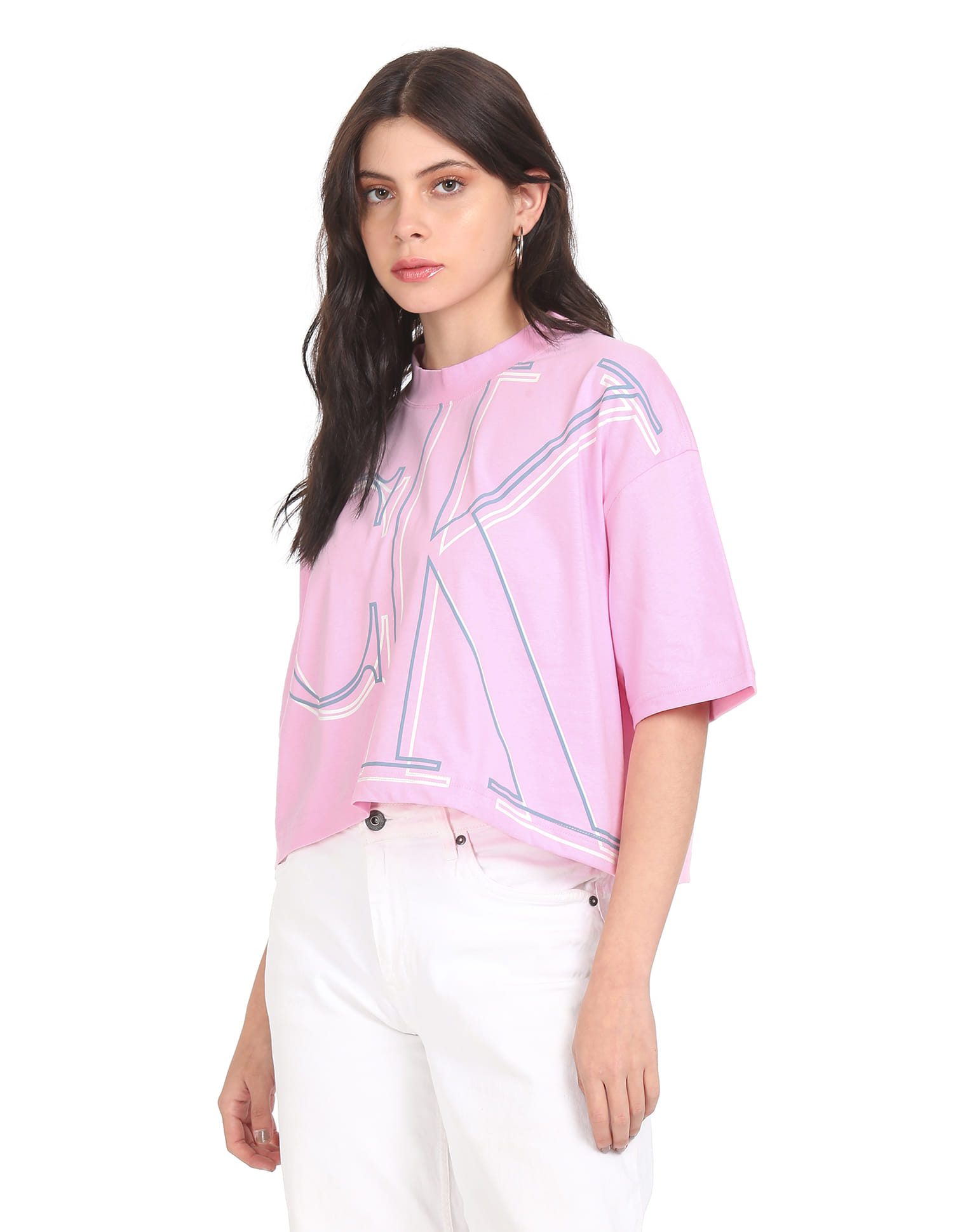 Buy Calvin Klein Jeans Women Pink Logo Print Crop T-Shirt - NNNOW.com