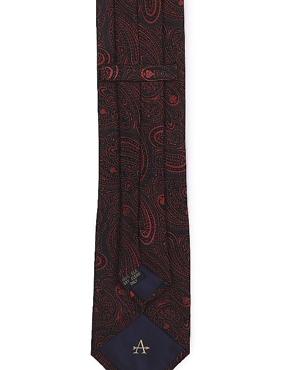 Dark Red Patterned Silk Tie