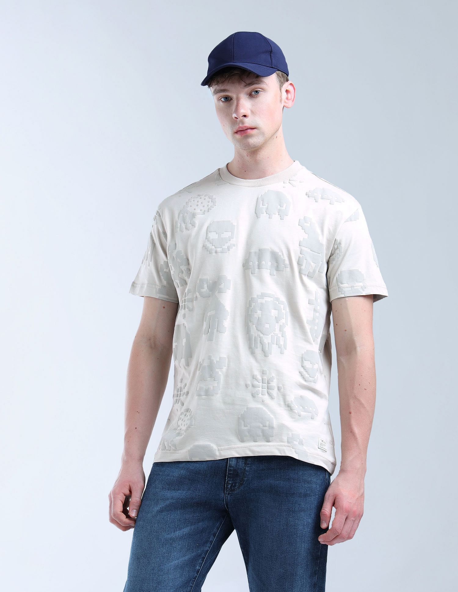 Flying Machine All Over Puff Printed Puff Digitopia T-Shirt