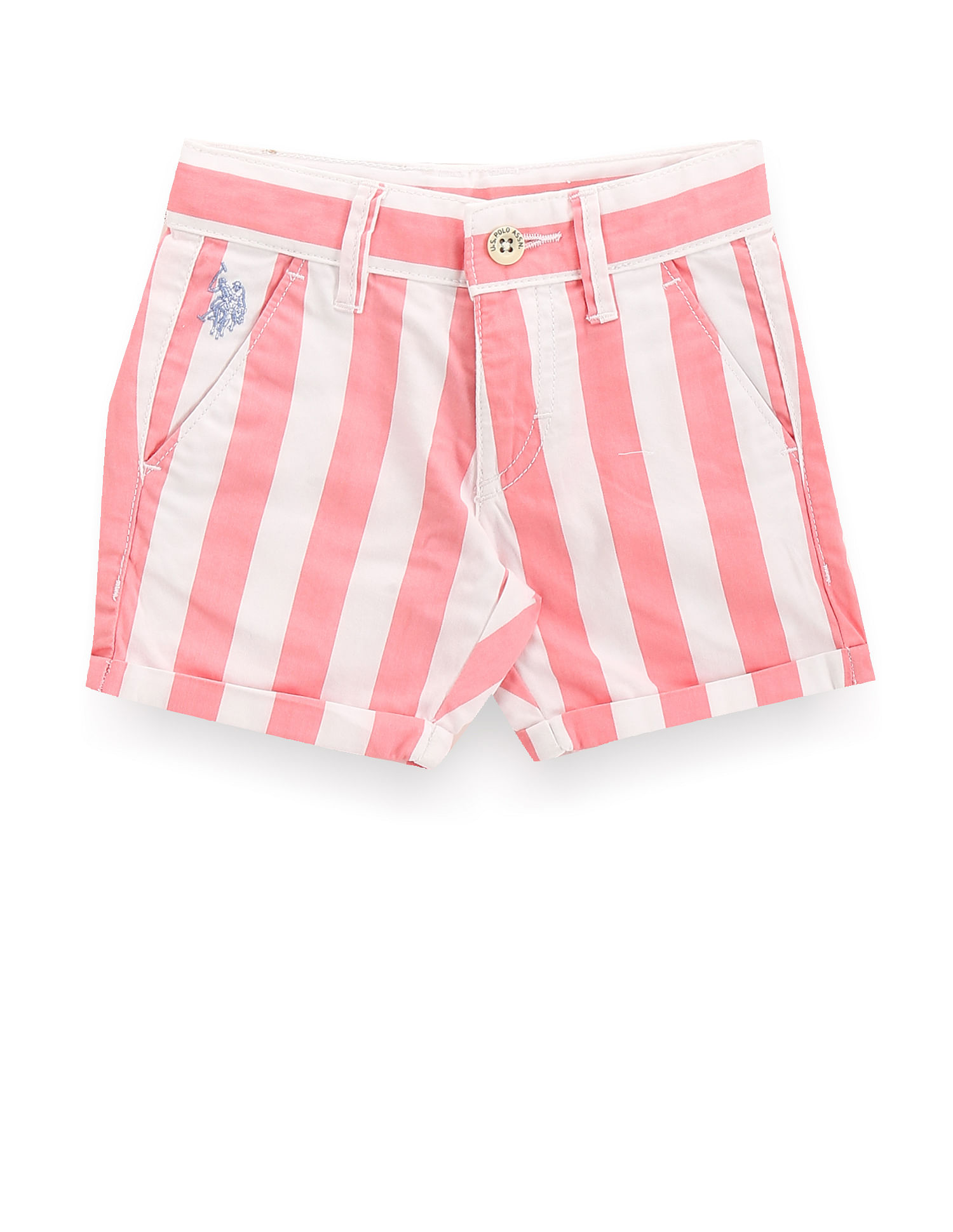 U.S. Polo Assn. Kids Boys Vertical Stripe Cotton Shorts