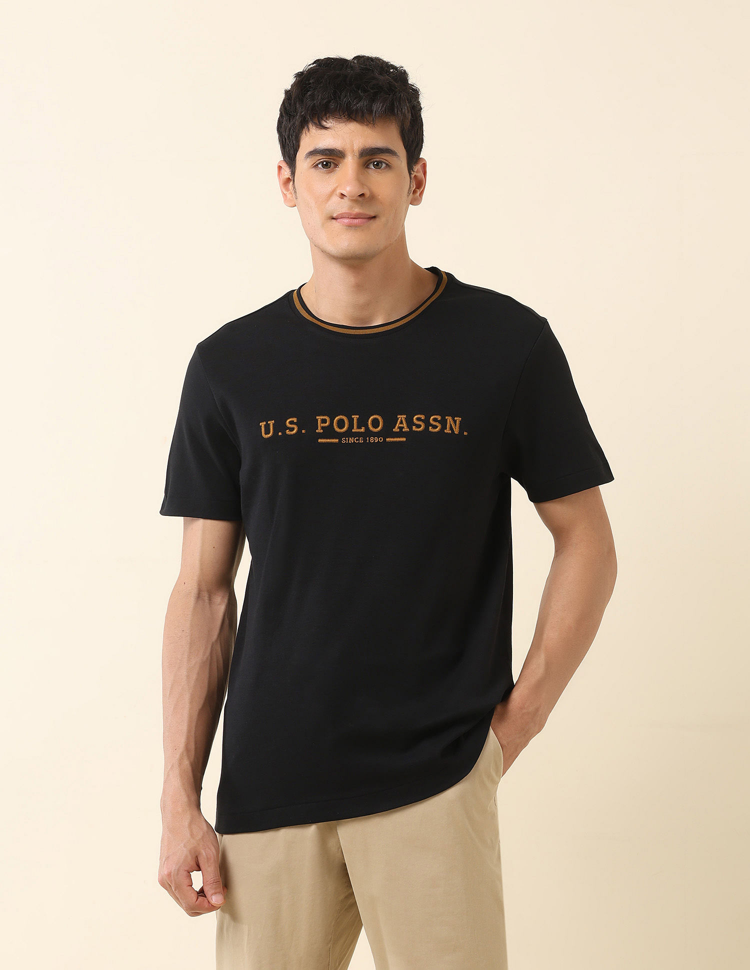 U.S. Polo Assn. Brand Embroidered Modern Monochrome T-Shirt