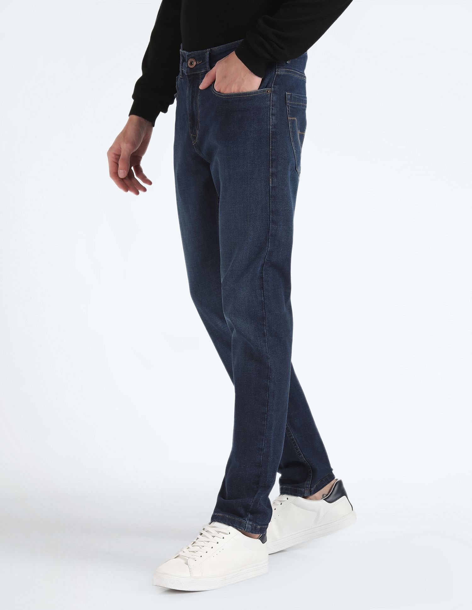 Flying Machine Slash Slim Tapered Dark Wash Jeans