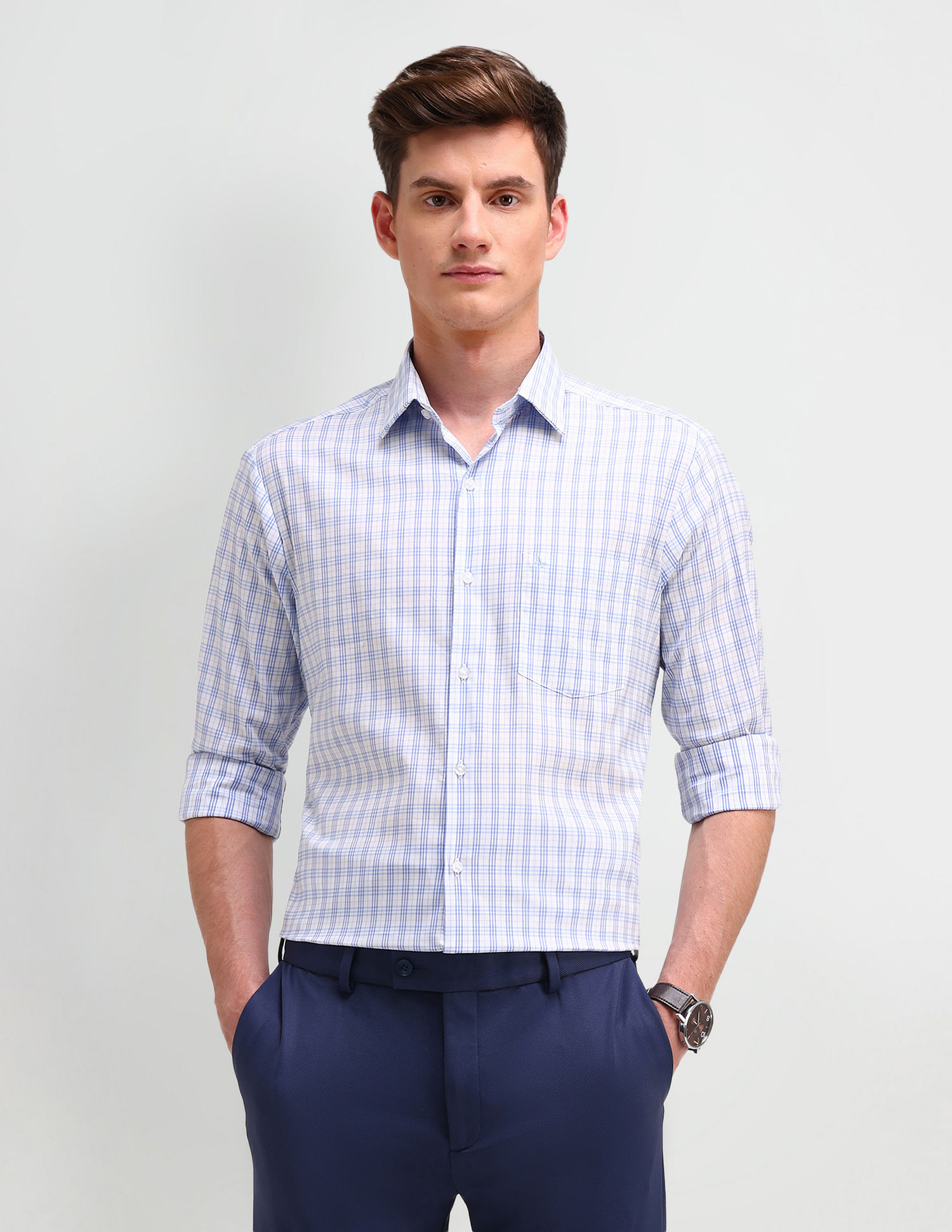 Arrow Slim Fit Dobby All-Over Pattern Shirt