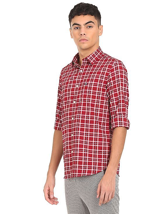 Arrow Sports Spread Collar Check Shirt