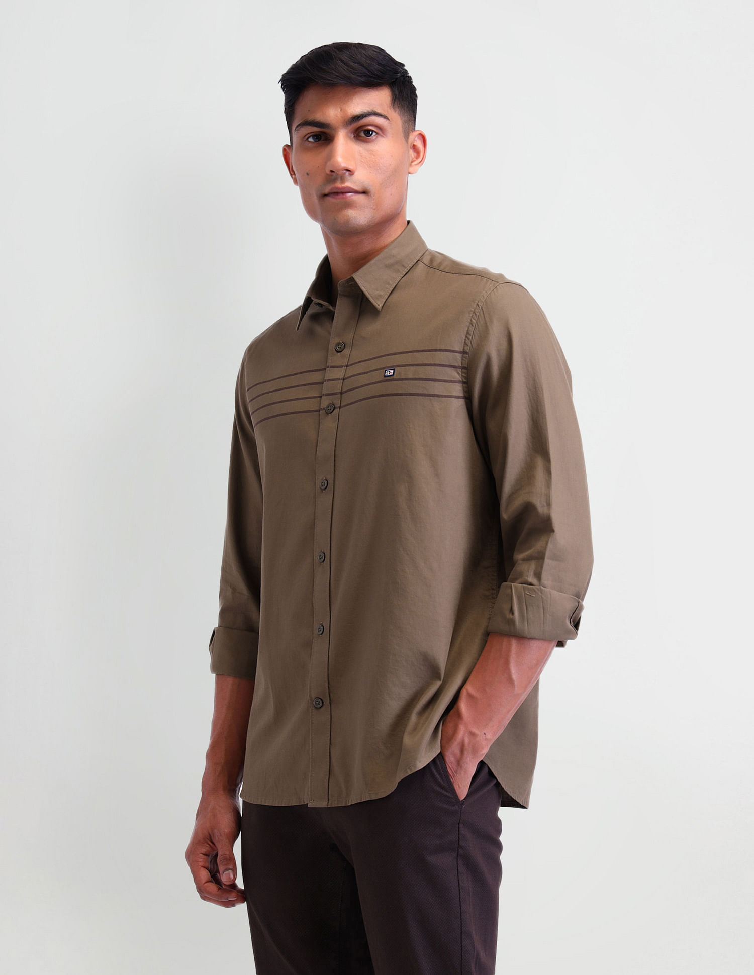 Arrow Sport Horizontal Striped Slim Fit Shirt