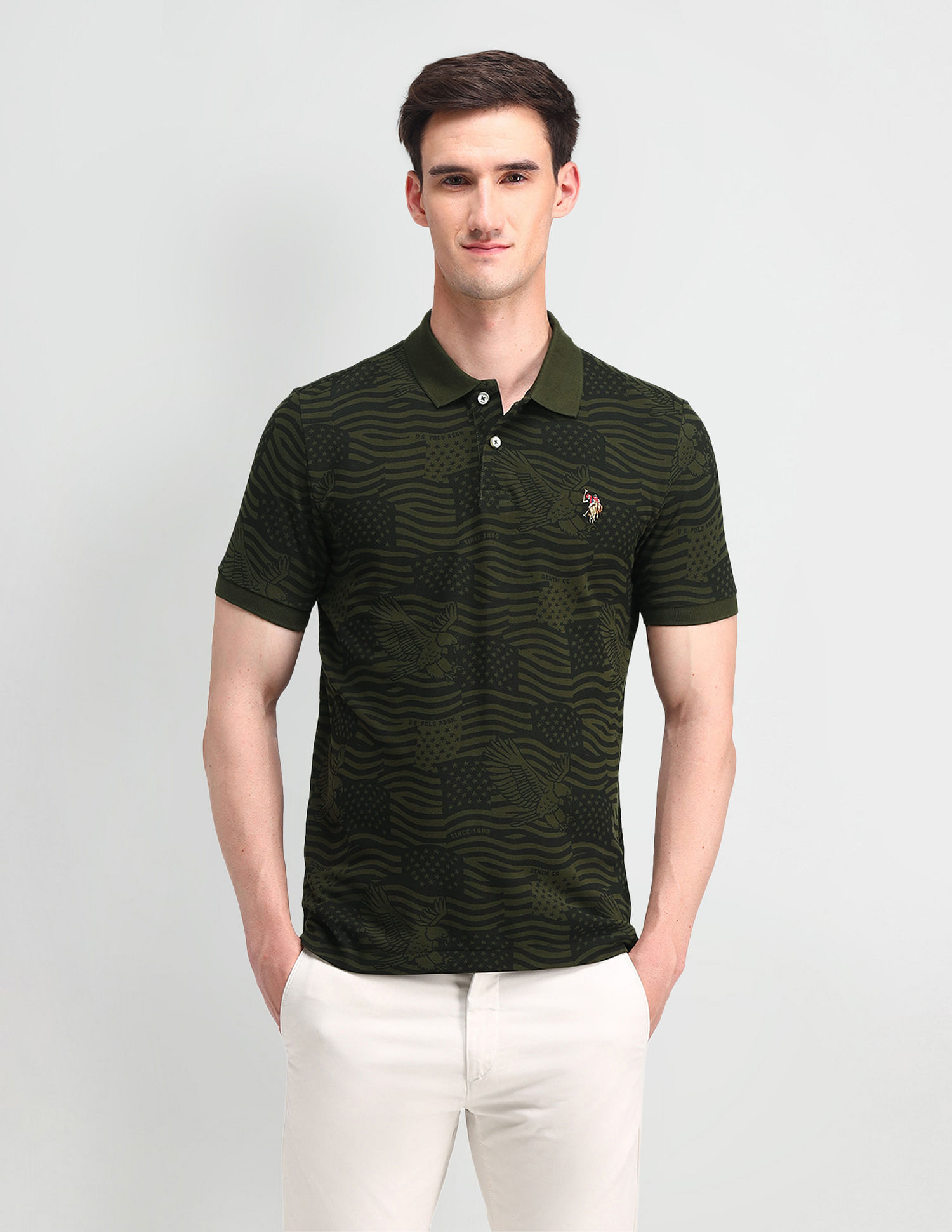 U.S. Polo Assn. Denim Co. Muscle Fit Printed Polo Shirt