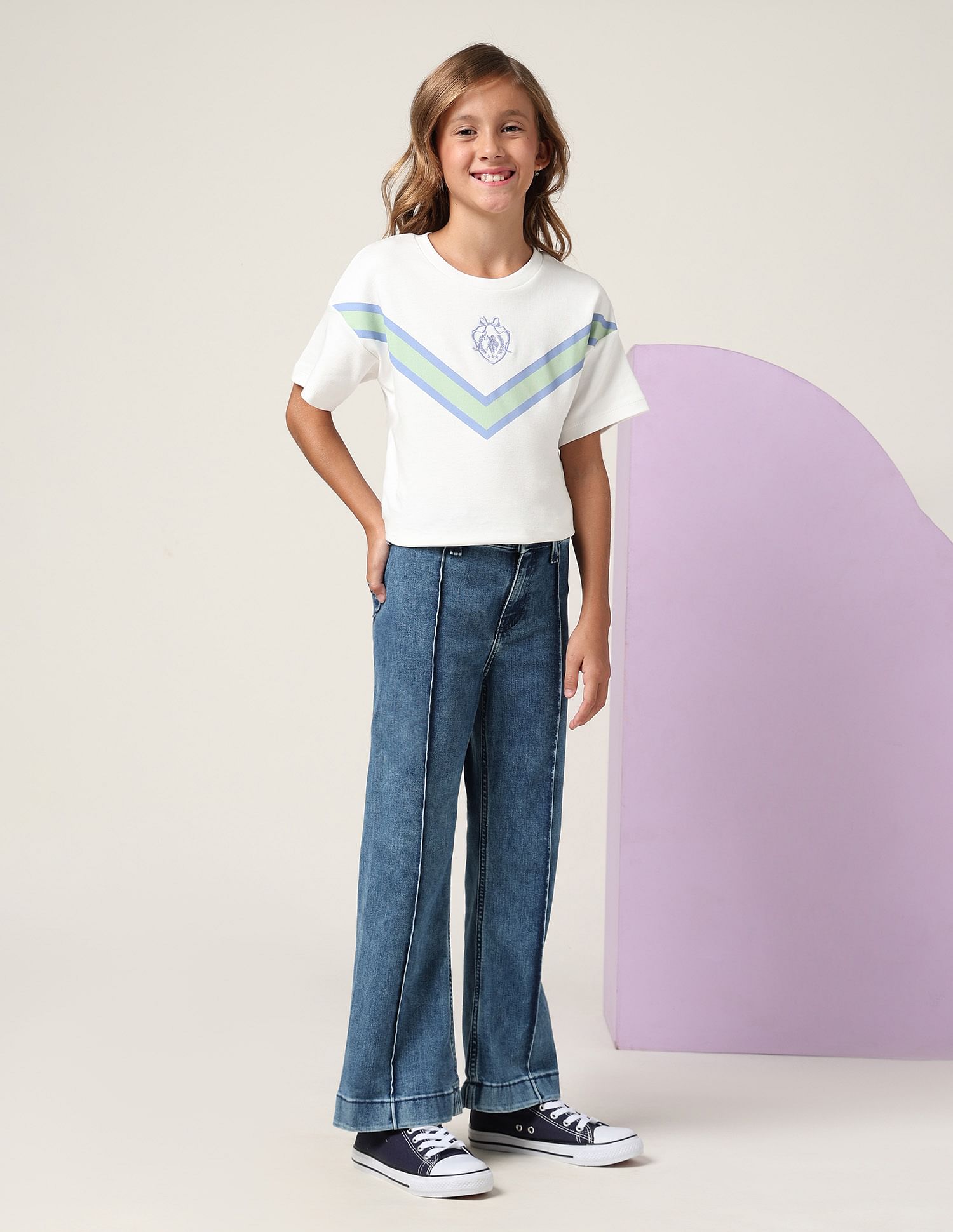 U.S. Polo Assn. Kids Girls Mid Rise Bootcut Jeans
