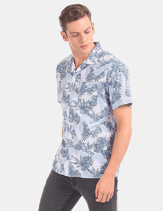 Buy GAP Men White Floral Print Short Sleeve Casual Shirt NNNOW