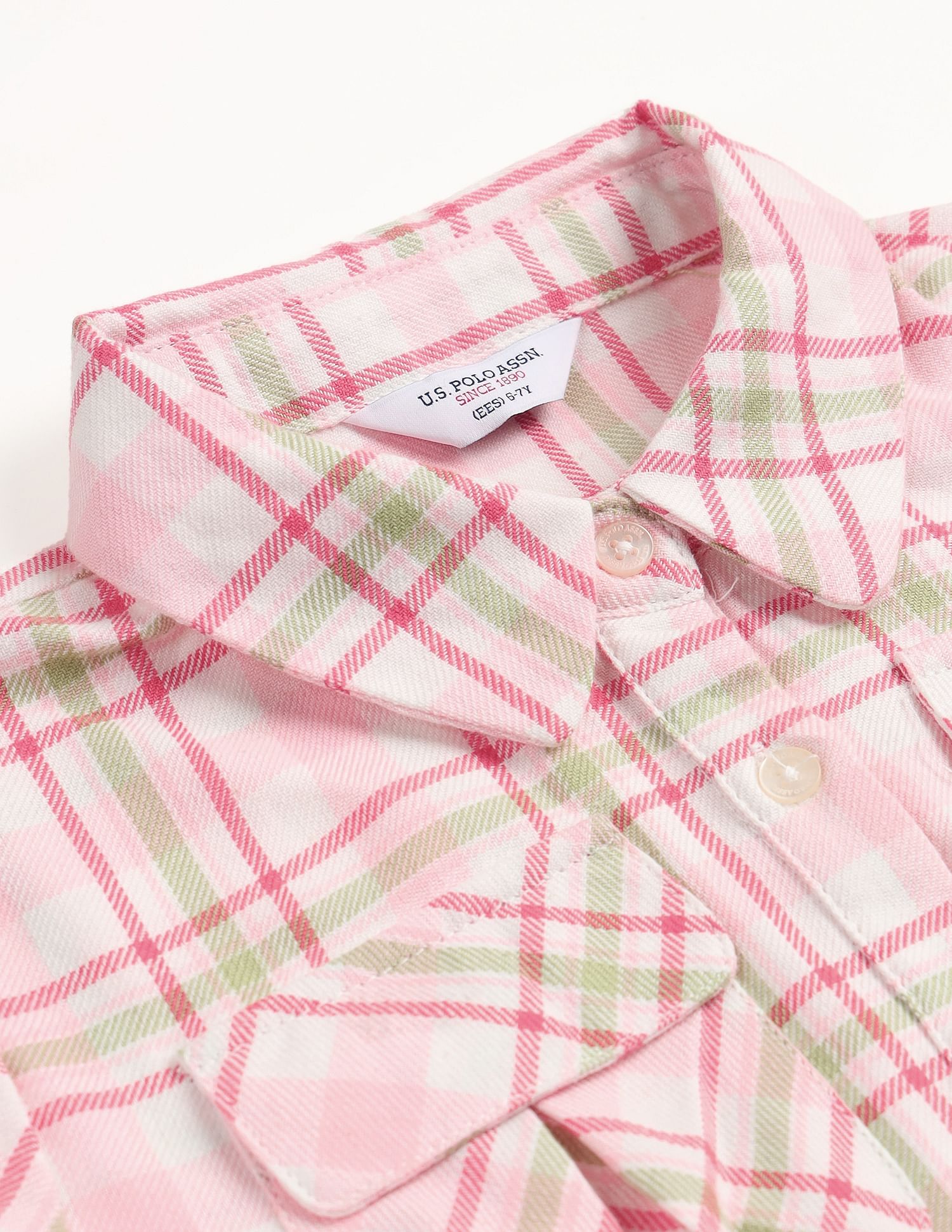 U.S. Polo Assn. Kids Girls Checked A-Line Dress