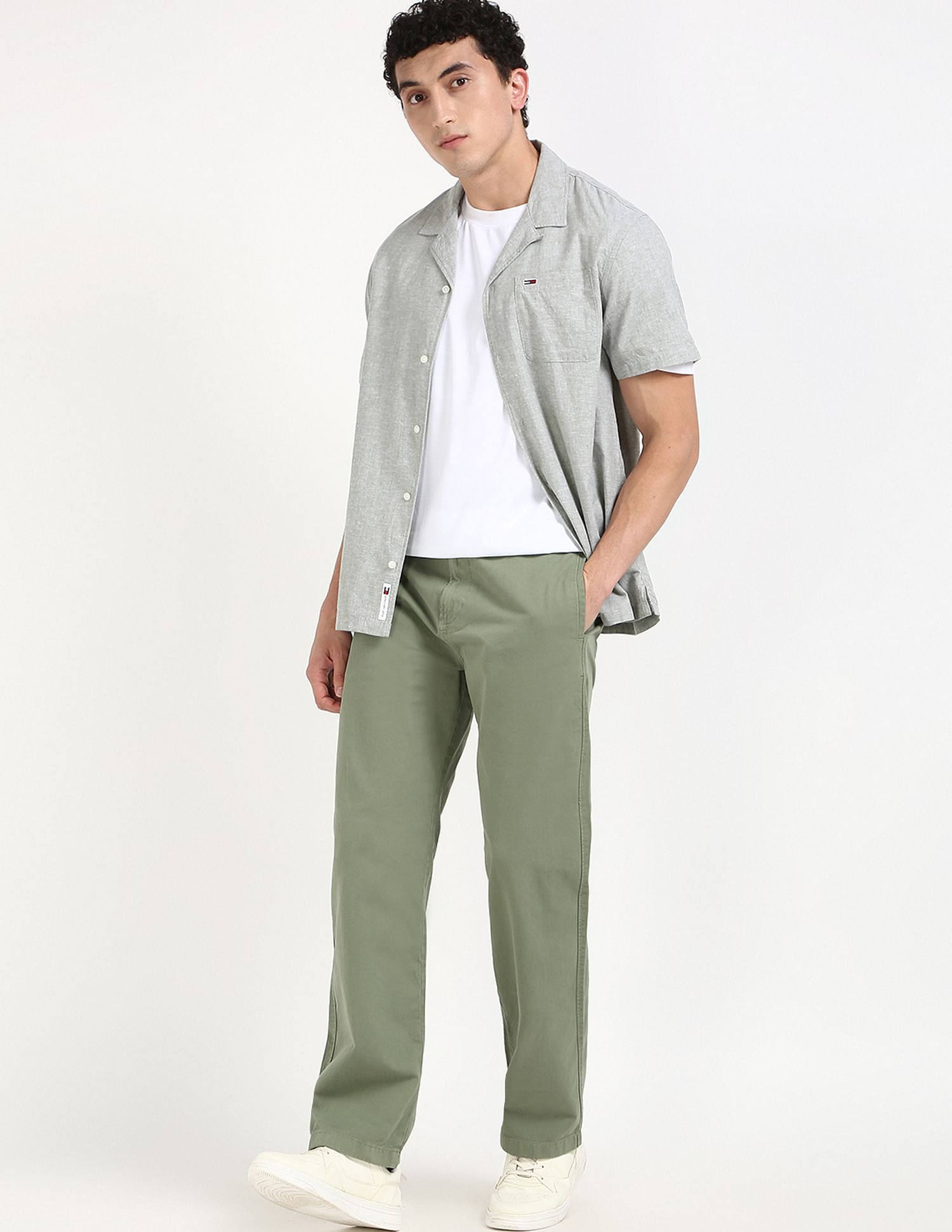 Tommy Hilfiger Kids Green Solid Trousers for Stylish Outfits
