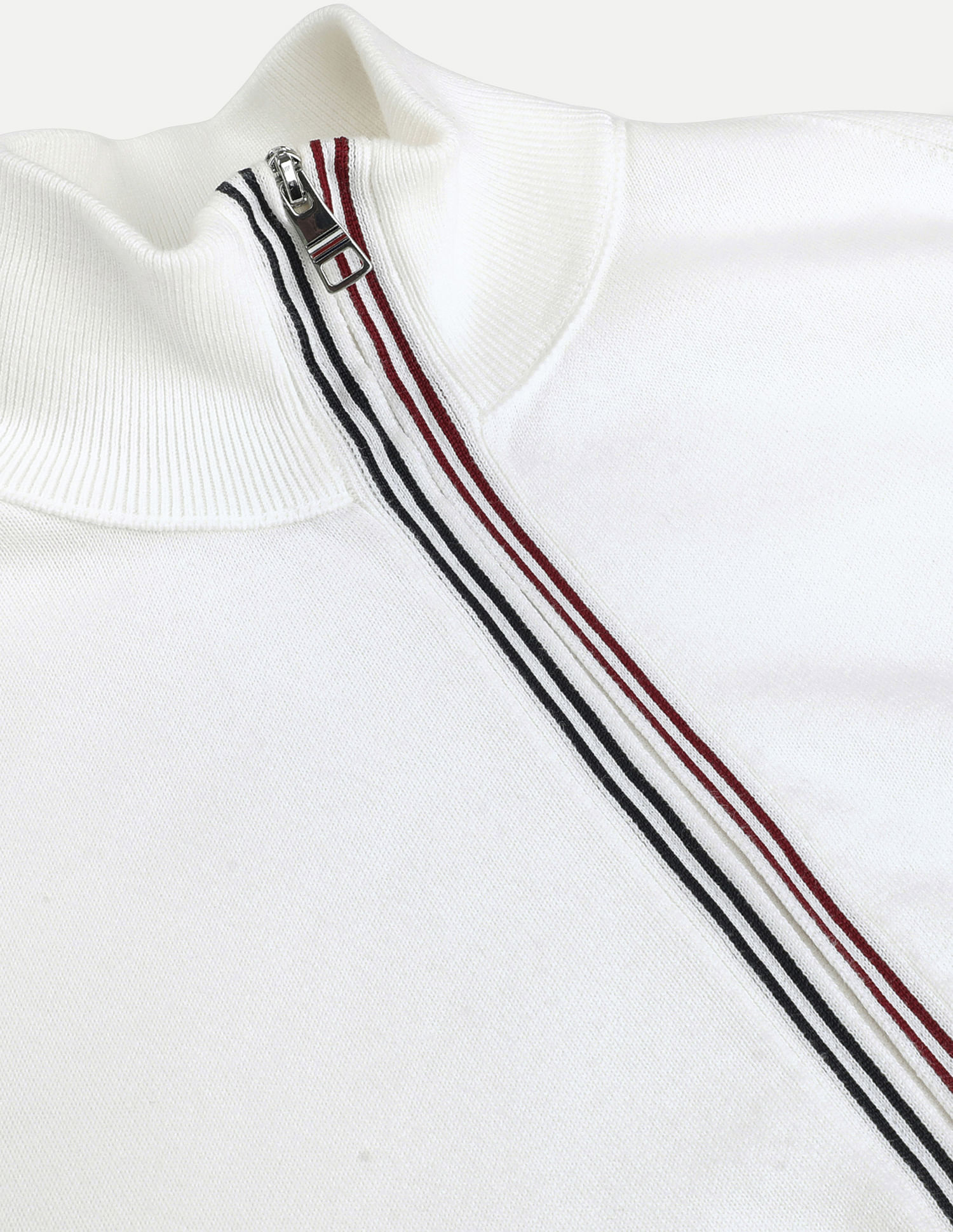Tommy Hilfiger Tipped Cotton Zip Through Sweater