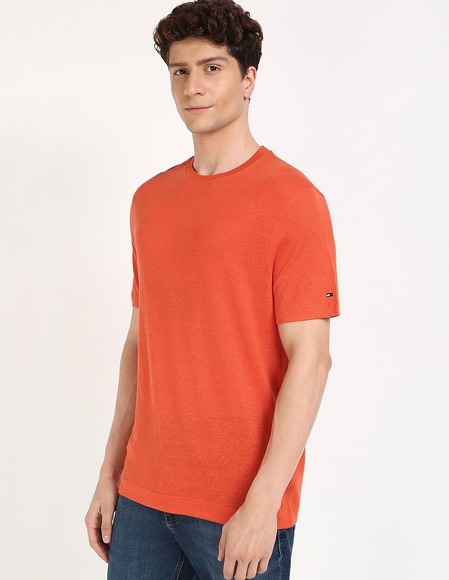Tommy Hilfiger Solid Regular-Fit Linen T-Shirt