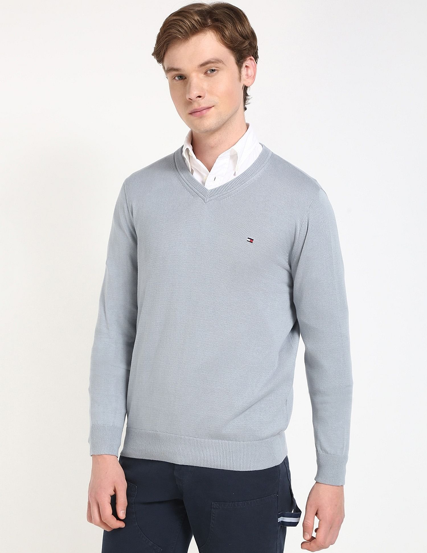 Tommy Hilfiger Solid Regular-Fit Cotton Sweater