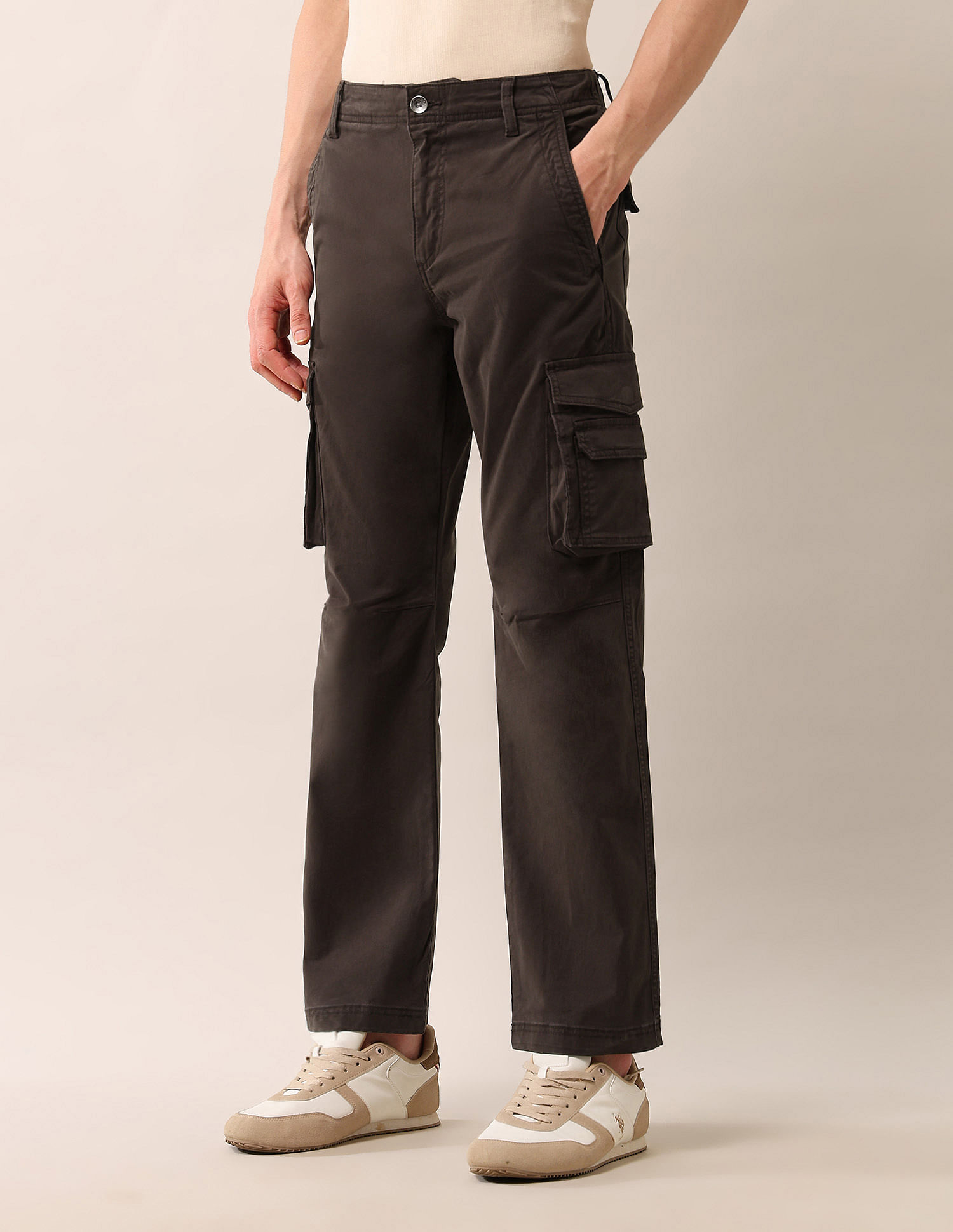 U.S. Polo Assn. Denim Co. Solid Straight Fit Twill Cargos