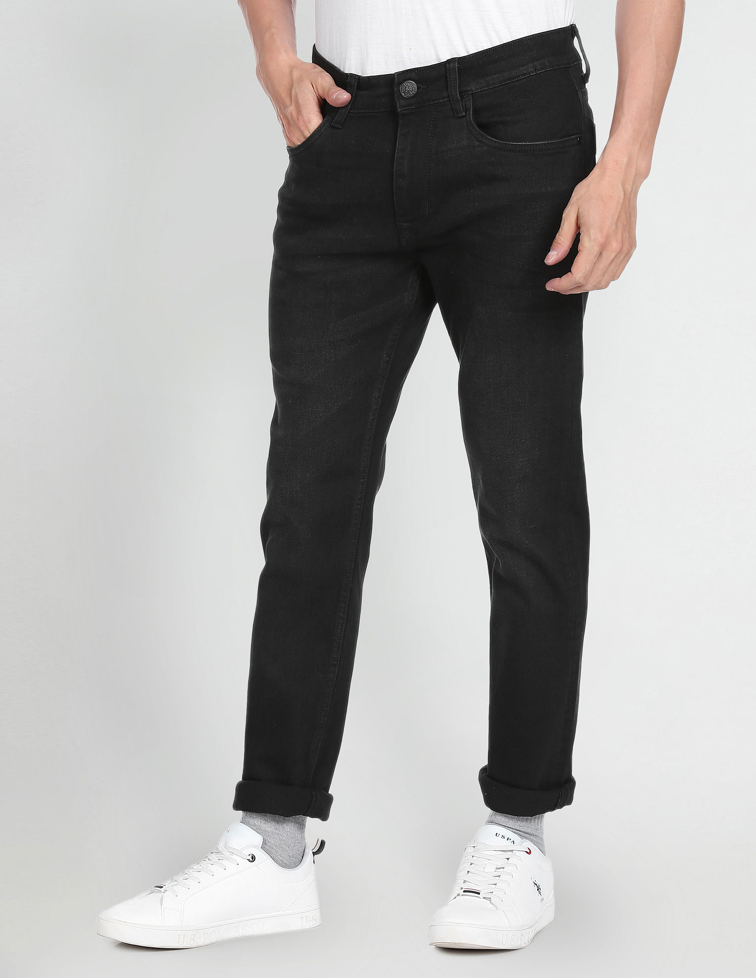 Polo with black outlet jeans