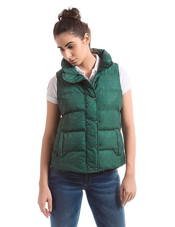 U.S. Polo Assn. Women Paisley Print Puffer Gilet Jacket