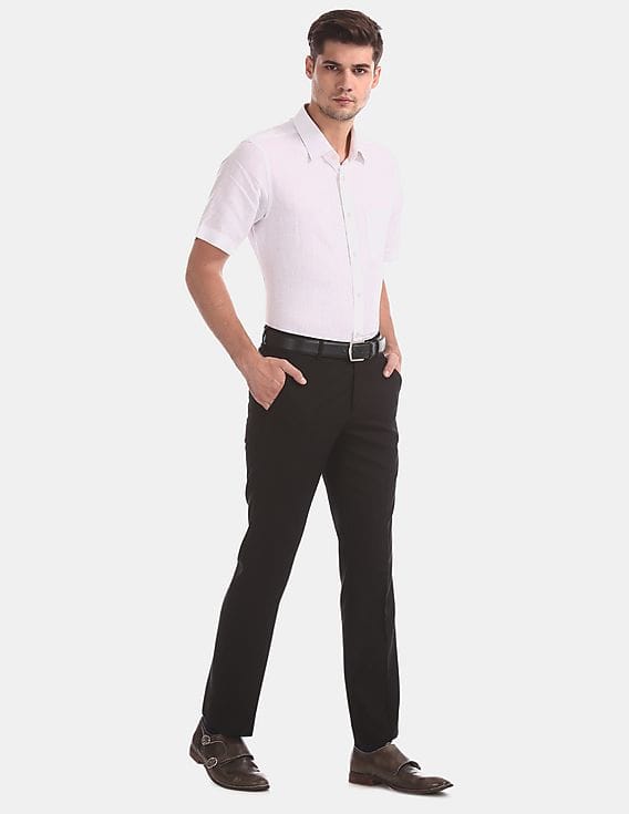 Short Sleeve Solid Linen Formal Shirt 