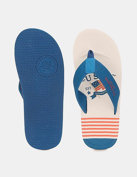 U.S. Polo Assn. Men V-Strap Striped Leon Flip Flops
