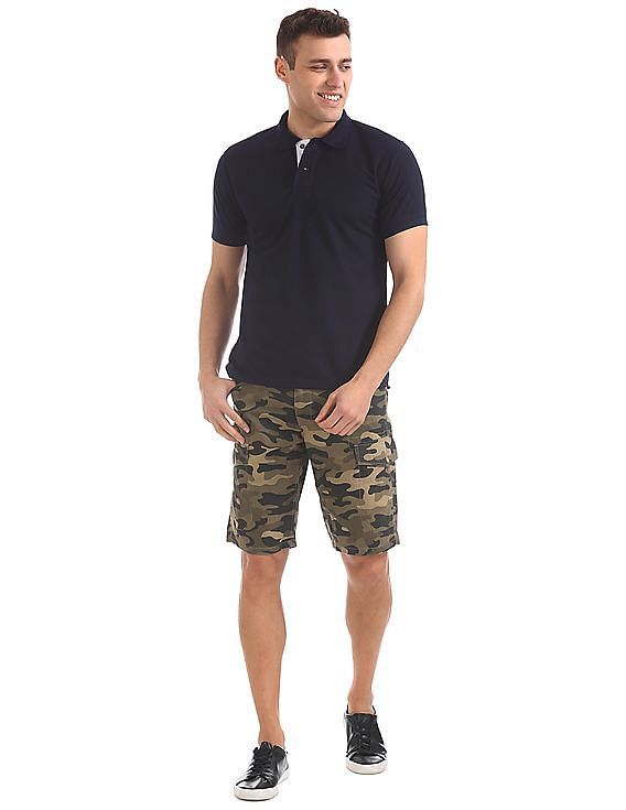 Mens slim fit camo shorts online