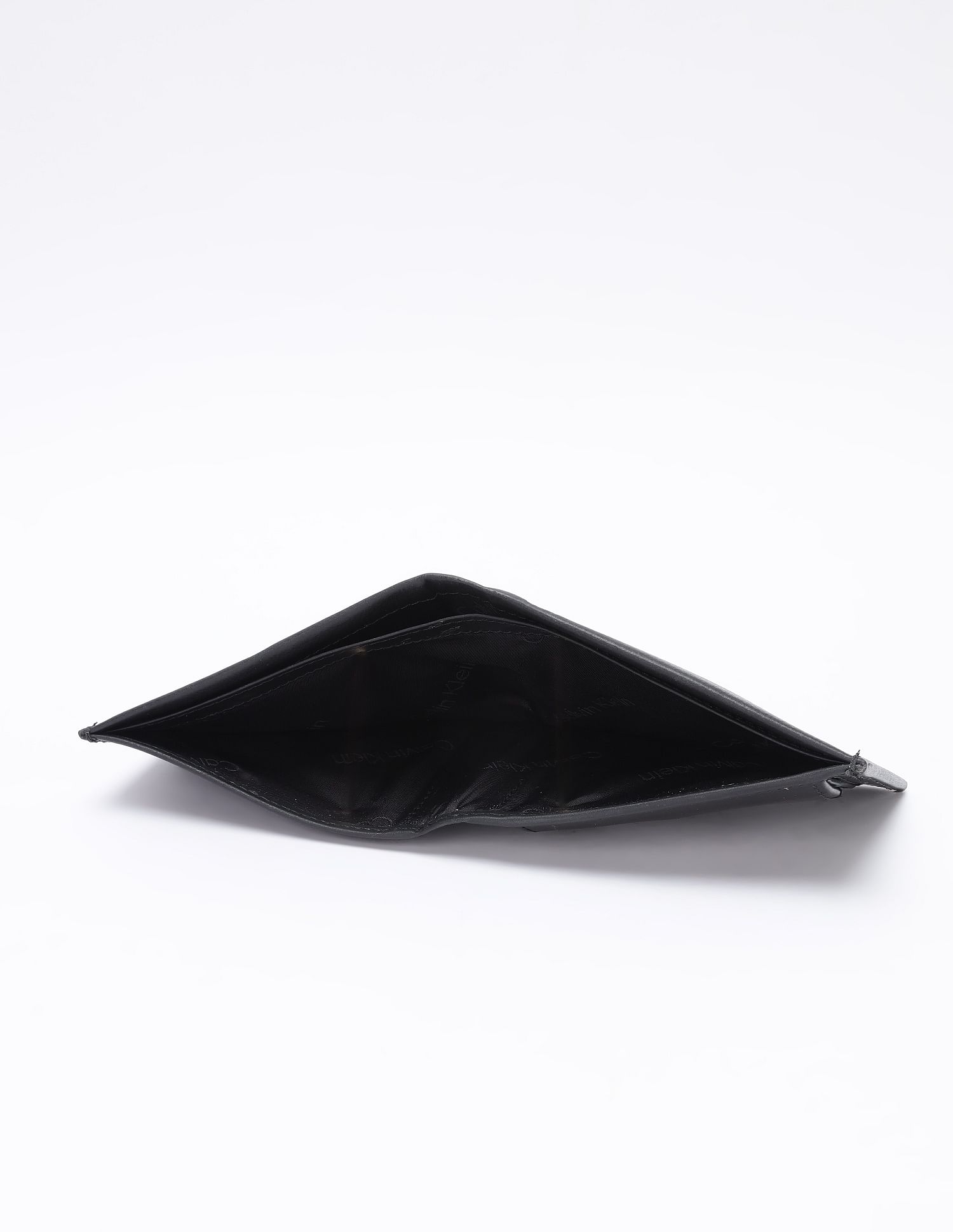 Calvin Klein Solid Black Leather Bi-Fold Wallet