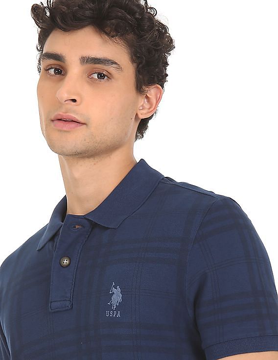 U.S. Polo Assn. Denim Co. Ribbed Collar Check Polo Shirt