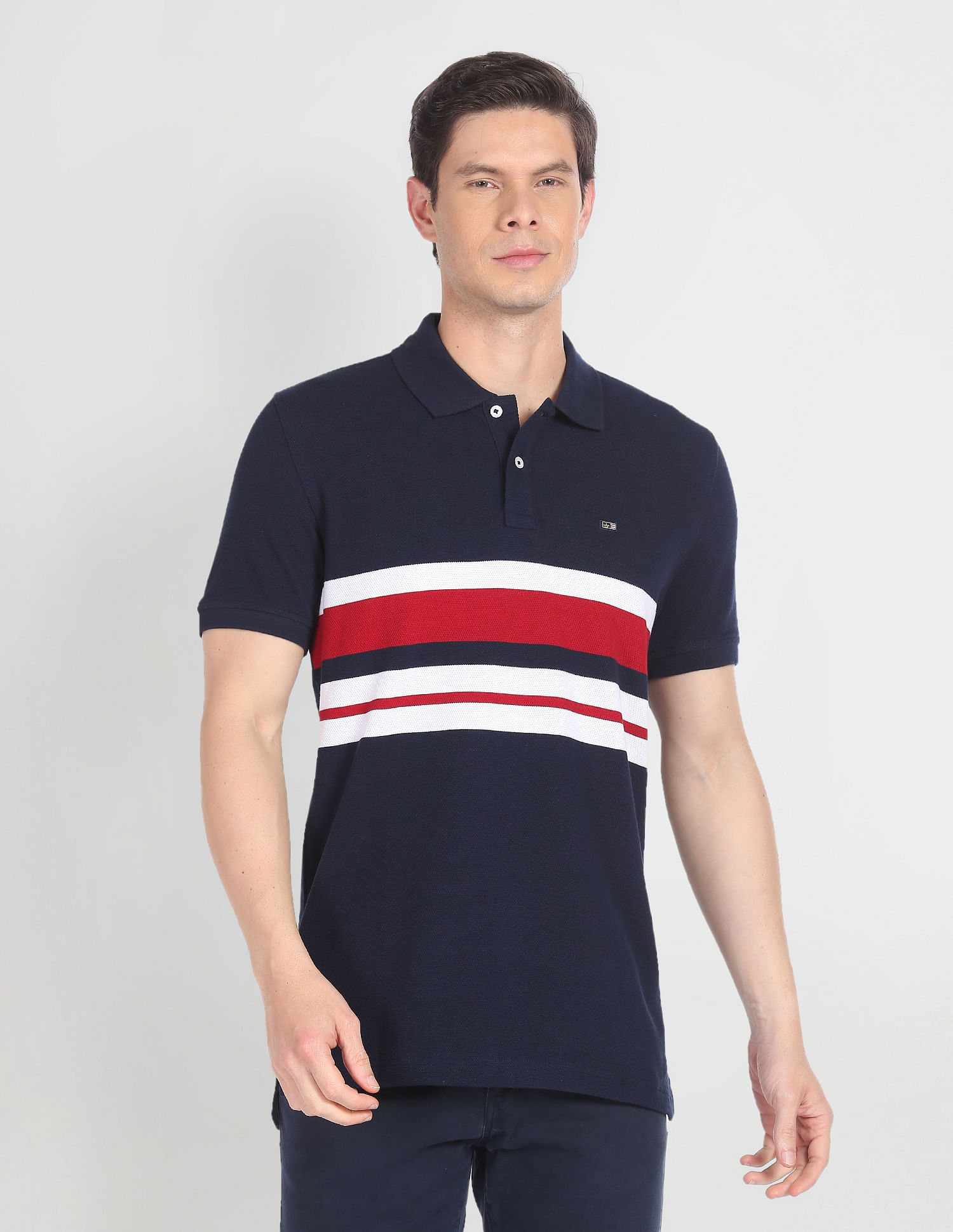 Arrow Sports Compact Cotton Horizontal Stripe Polo Shirt