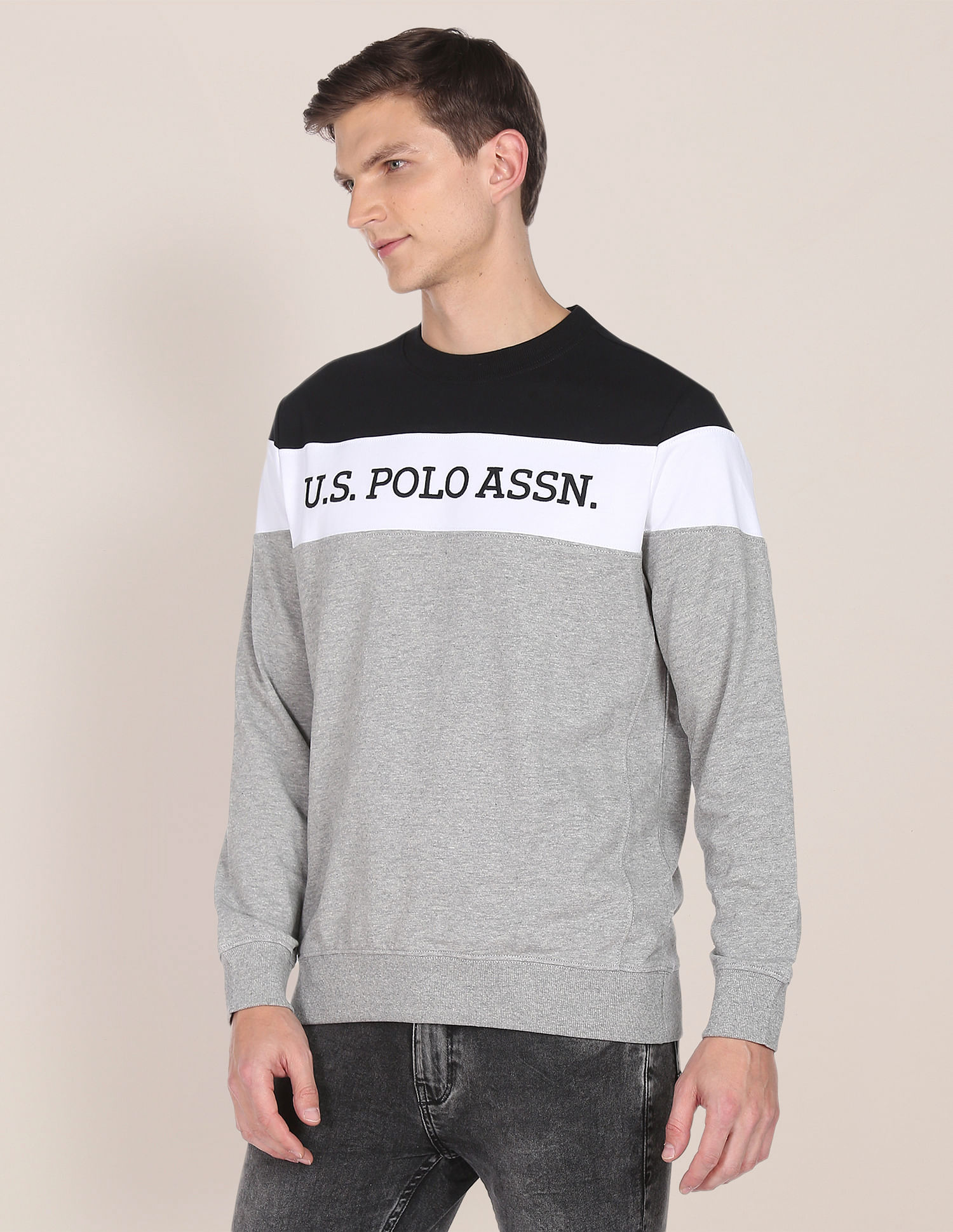 U.S. Polo Assn. Crew Neck Colour Block Sweatshirt