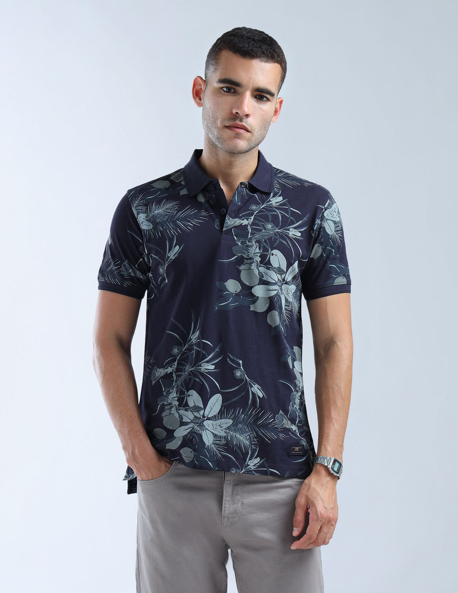 Flying Machine Floral Printed Color Of Home Polo Shirt
