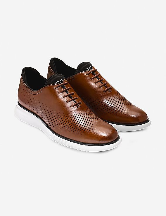 Cole Haan Men Brown 2.ZERØGRAND Lined Laser Wingtip Oxford