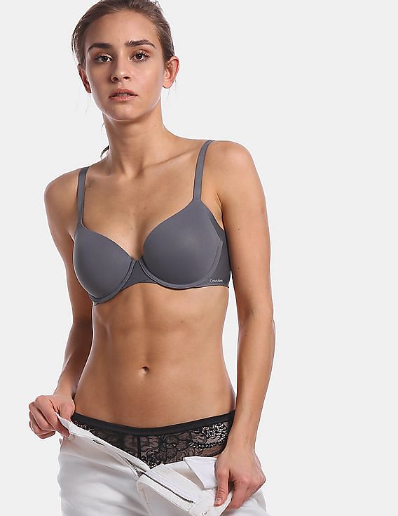 Buy Calvin Klein Underwear Women Dark Grey Lightly Lined Push Up Bra - NNNOW .com