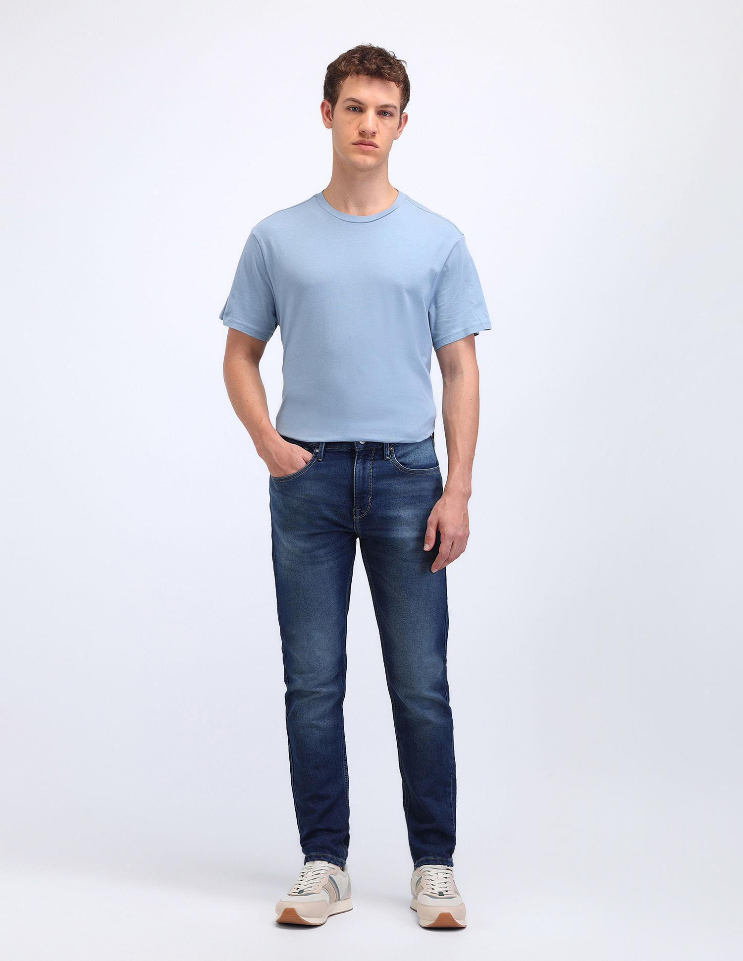 Flying Machine Slash Slim Tapered Fit Blue Jeans
